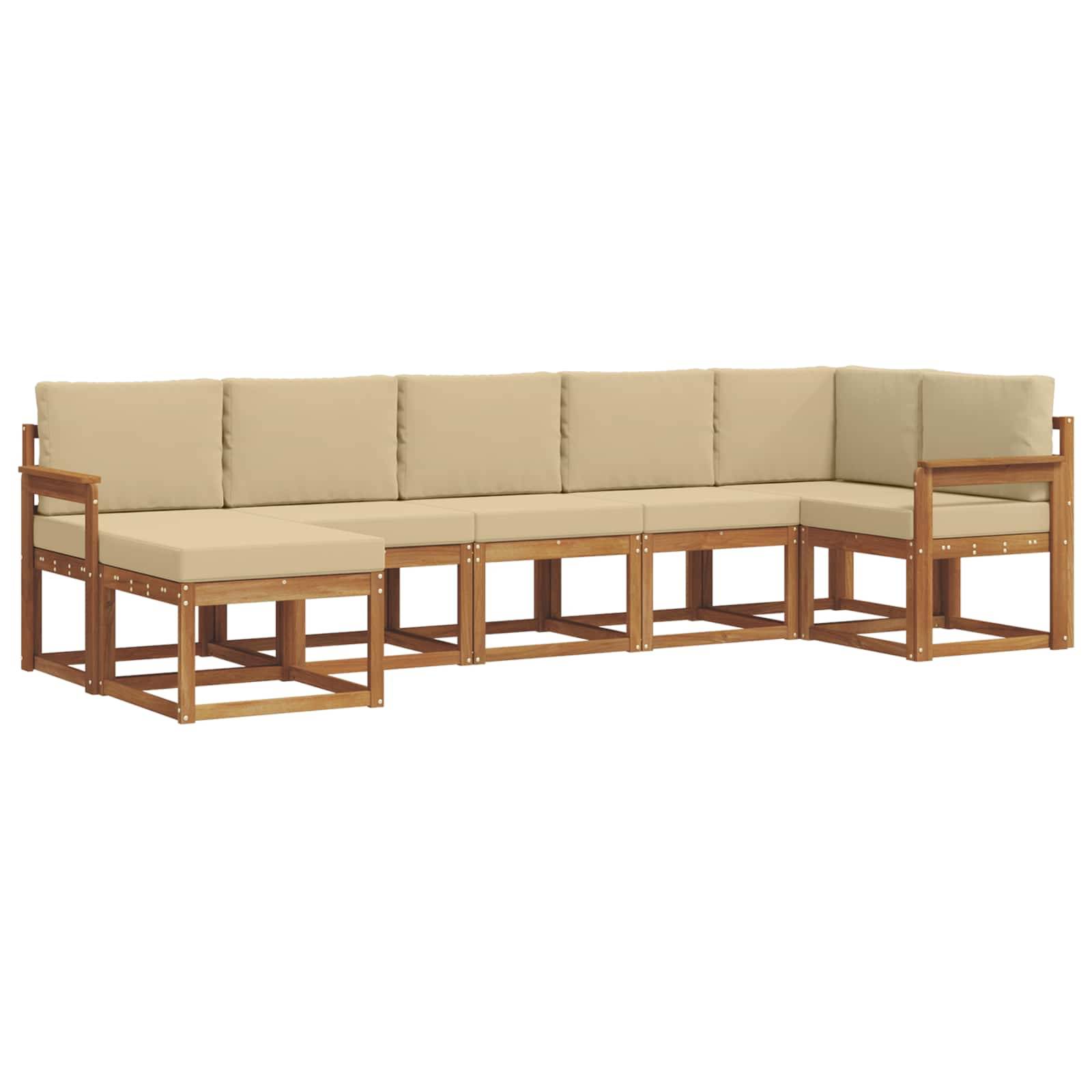 vidaXL Outdoor-Sofagarnitur mit Kissen 7 pcs Natur und Beige