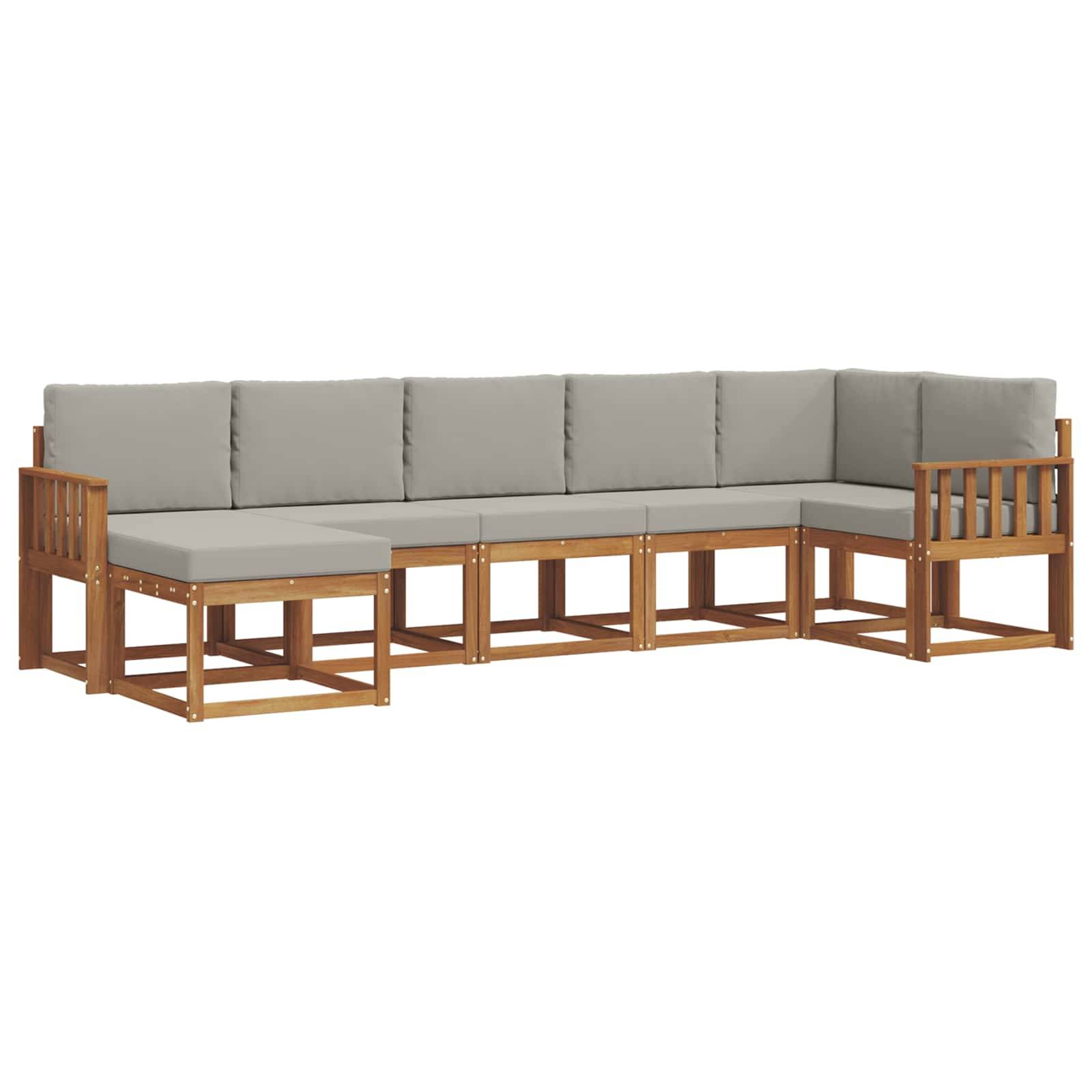 vidaXL Outdoor-Sofagarnitur mit Kissen 7 pcs Natürlich und Hellgrau