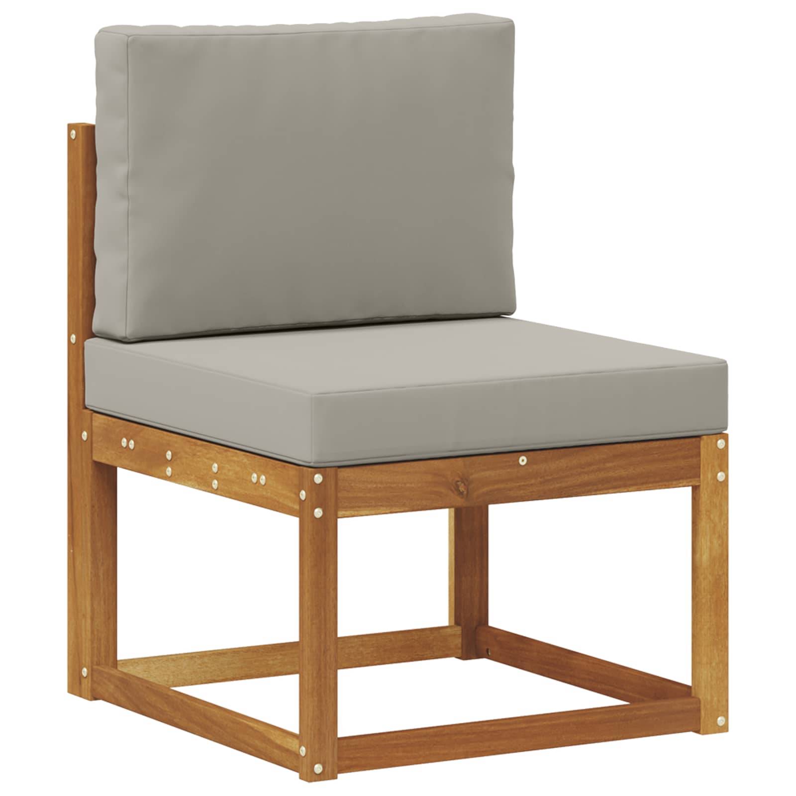 vidaXL Outdoor-Sofagarnitur mit Kissen 9 pcs Natürlich und Hellgrau