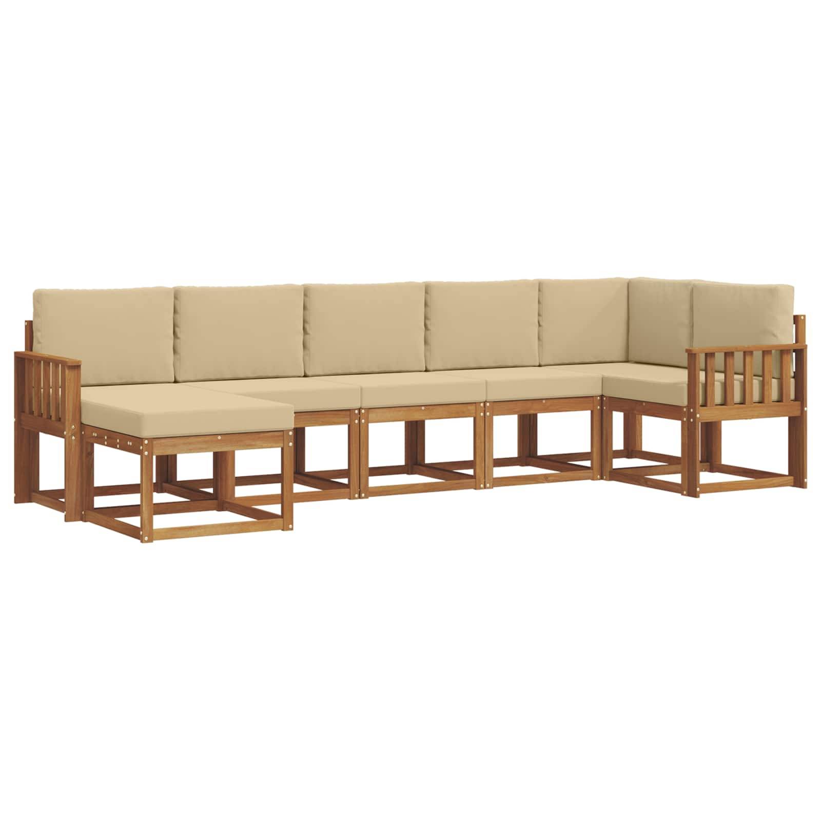 vidaXL Outdoor-Sofagarnitur mit Kissen 7 pcs Natur und Beige