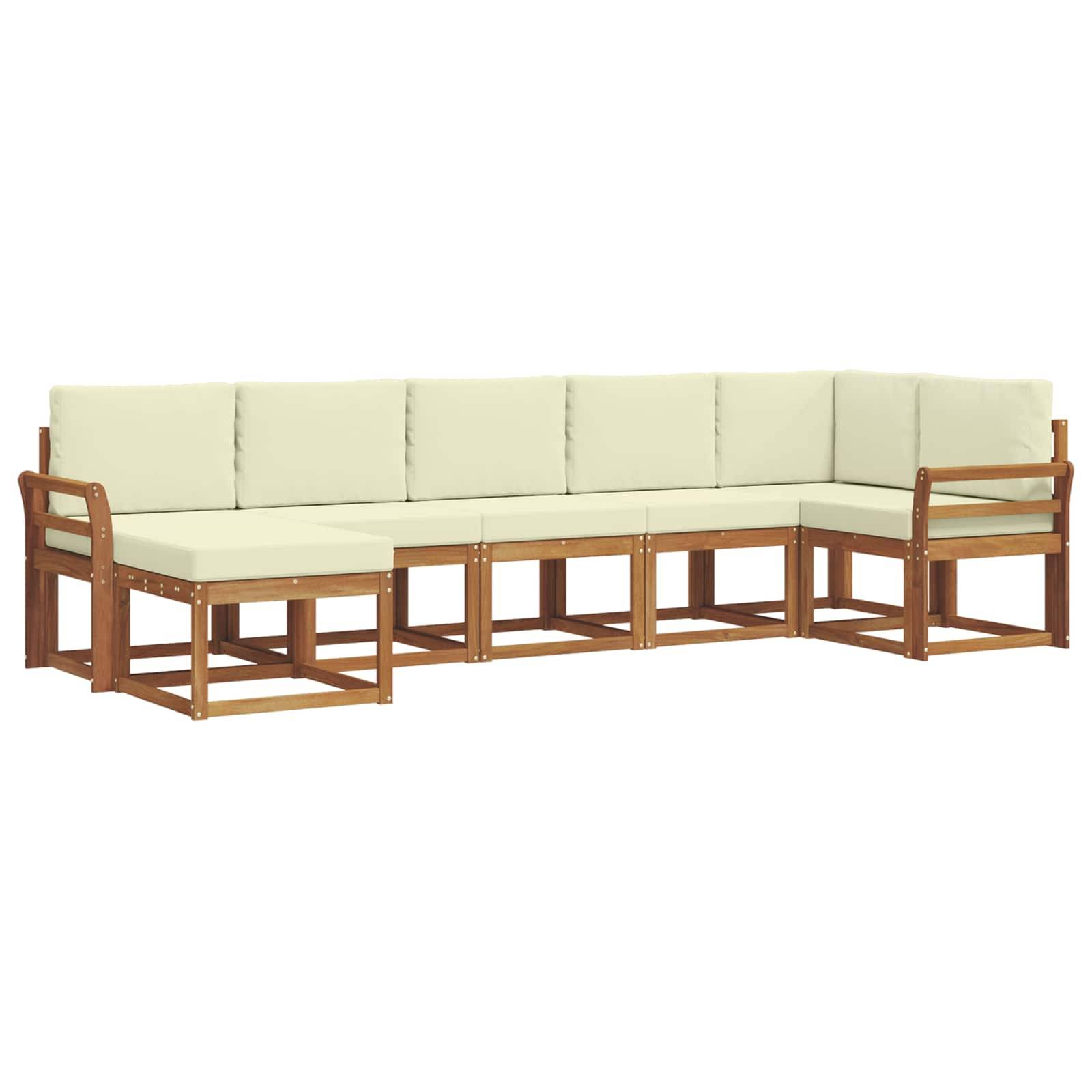 vidaXL Outdoor-Sofagarnitur mit Kissen 7 pcs Natur und Creme