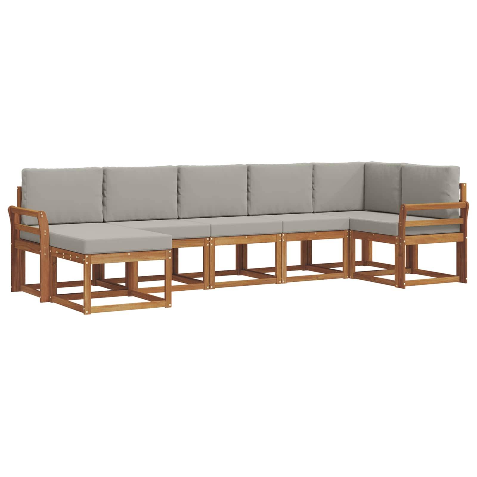 vidaXL Outdoor-Sofagarnitur mit Kissen 7 pcs Natürlich und Hellgrau