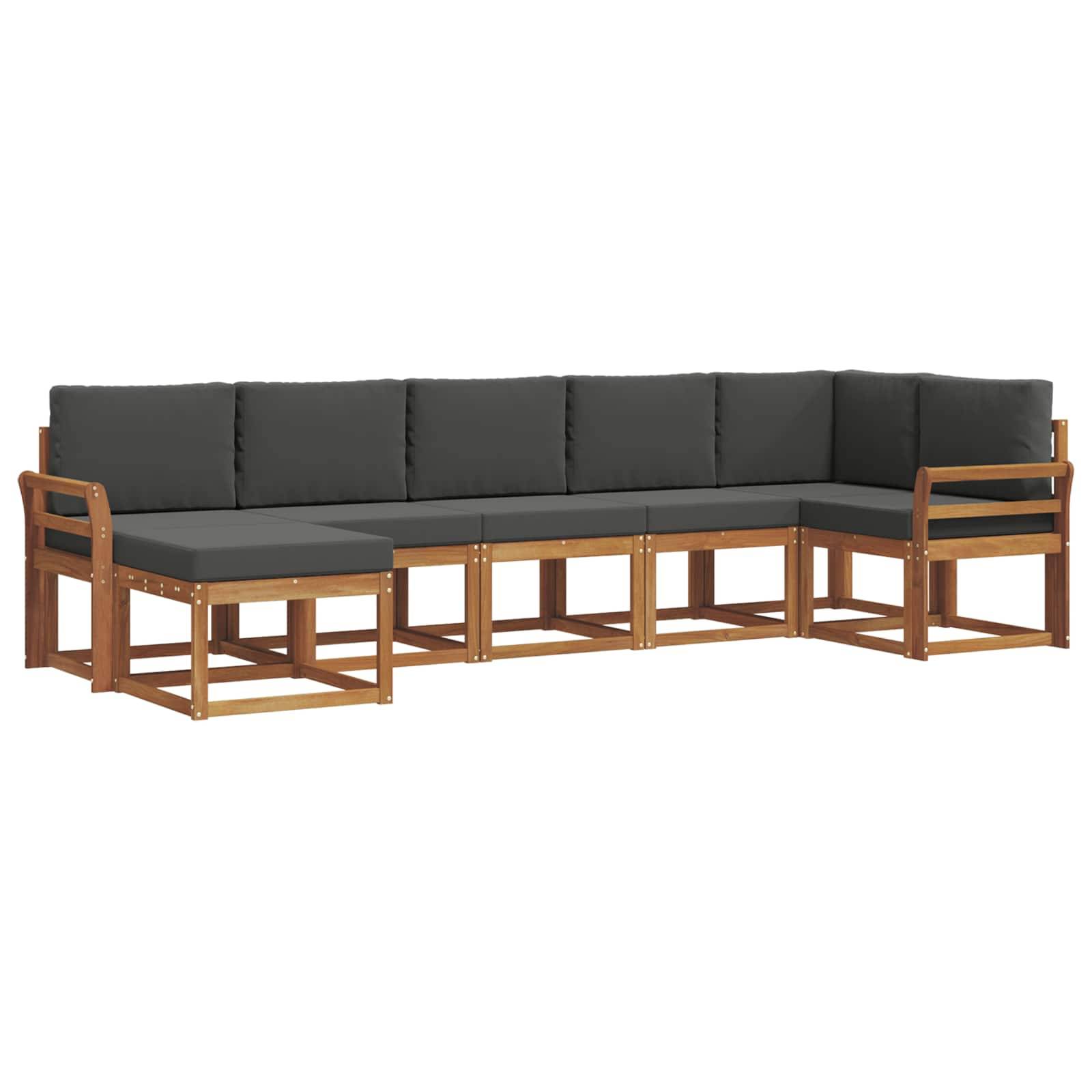 vidaXL Outdoor-Sofagarnitur mit Kissen 7 pcs Natur und Anthrazit