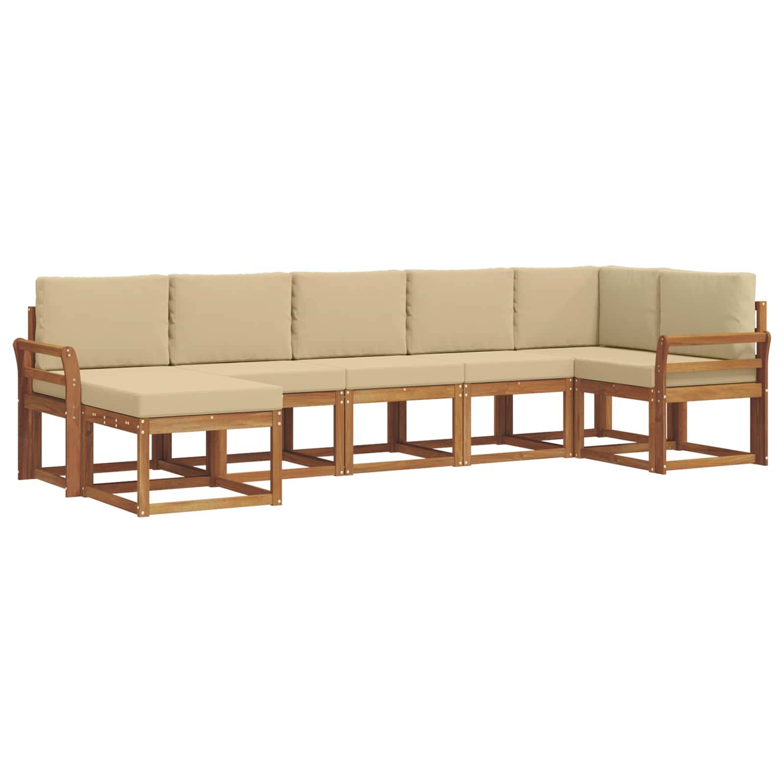 vidaXL Outdoor-Sofagarnitur mit Kissen 7 pcs Natur und Beige