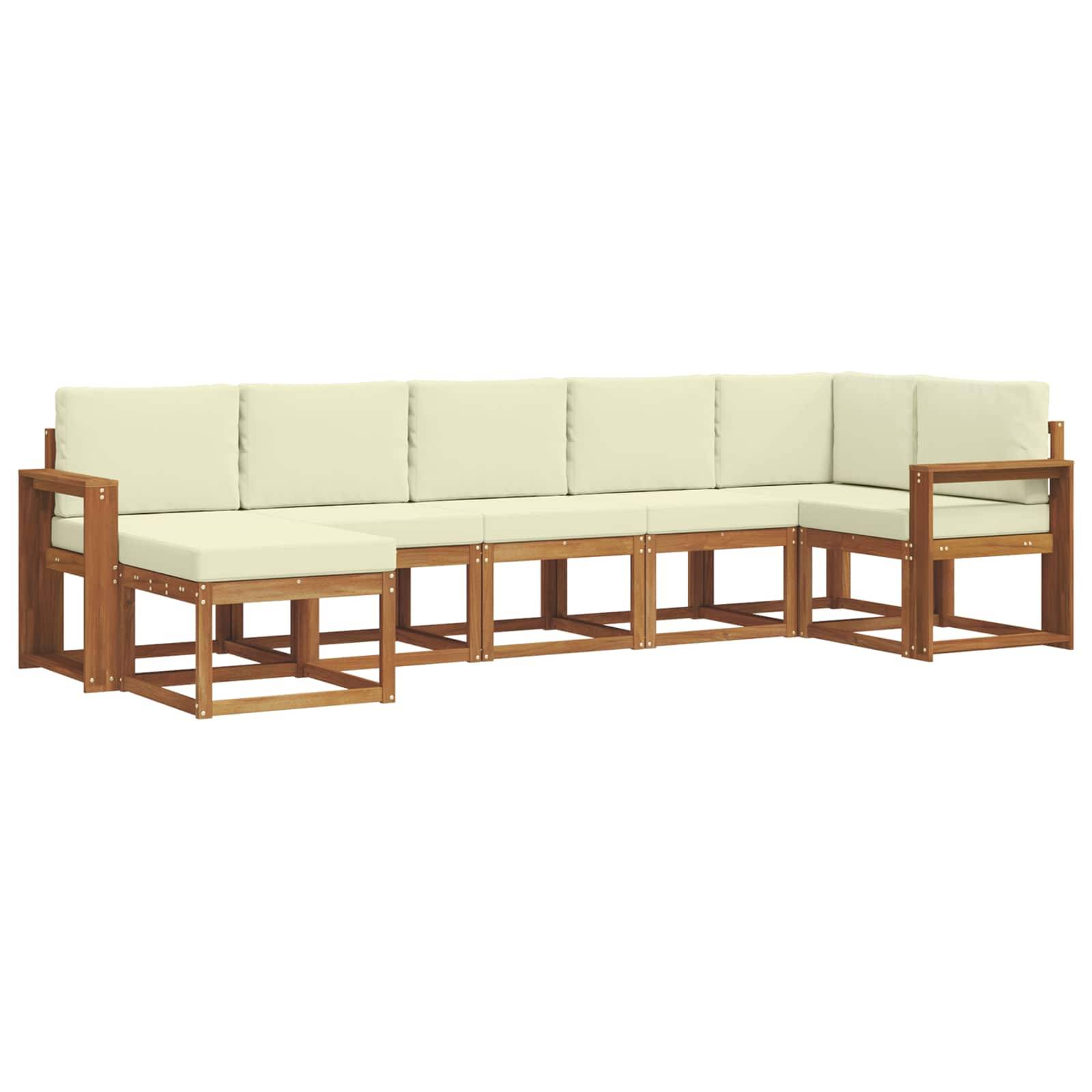vidaXL Outdoor-Sofagarnitur mit Kissen 7 pcs Natur und Creme