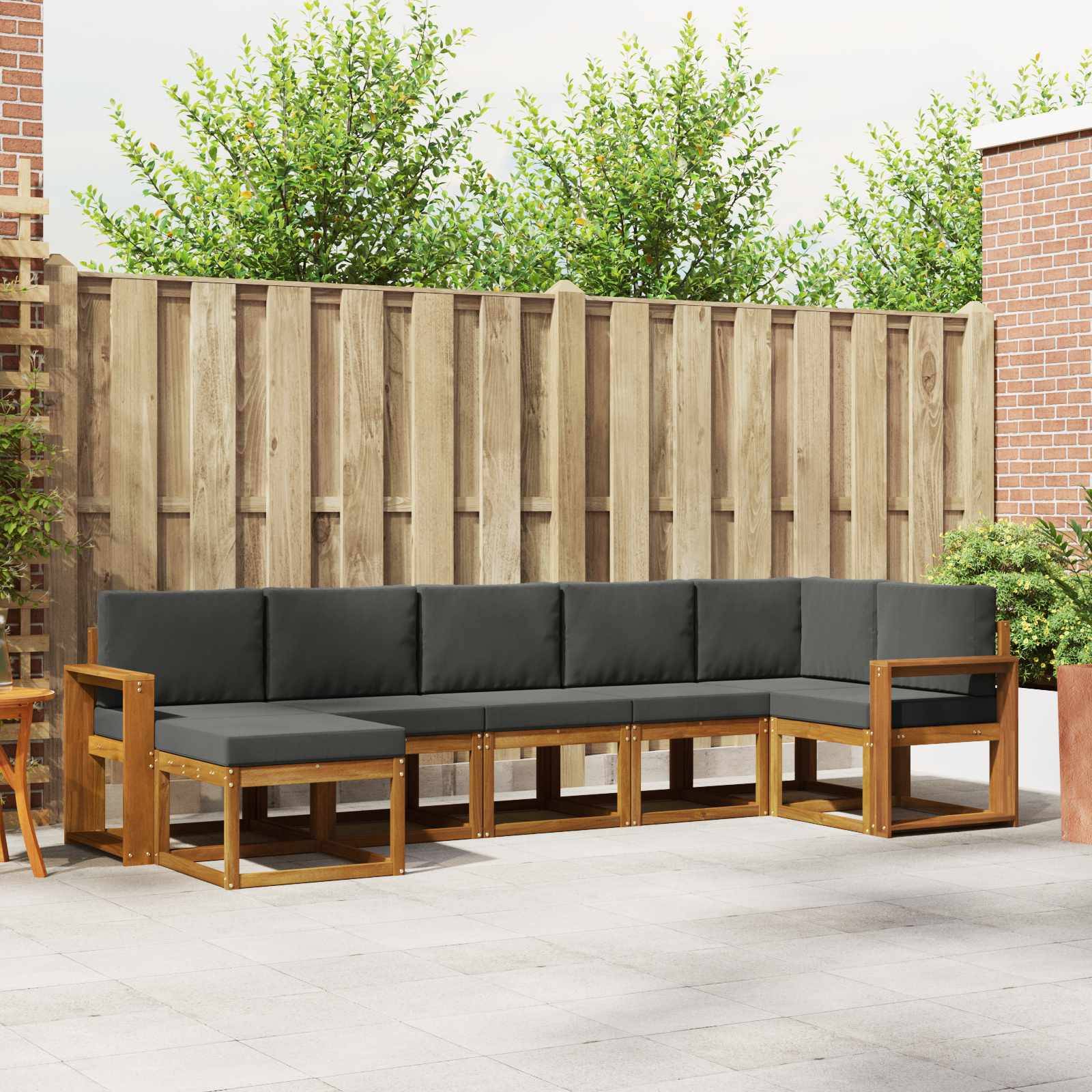 vidaXL Outdoor-Sofagarnitur mit Kissen 7 pcs Natur und Anthrazit