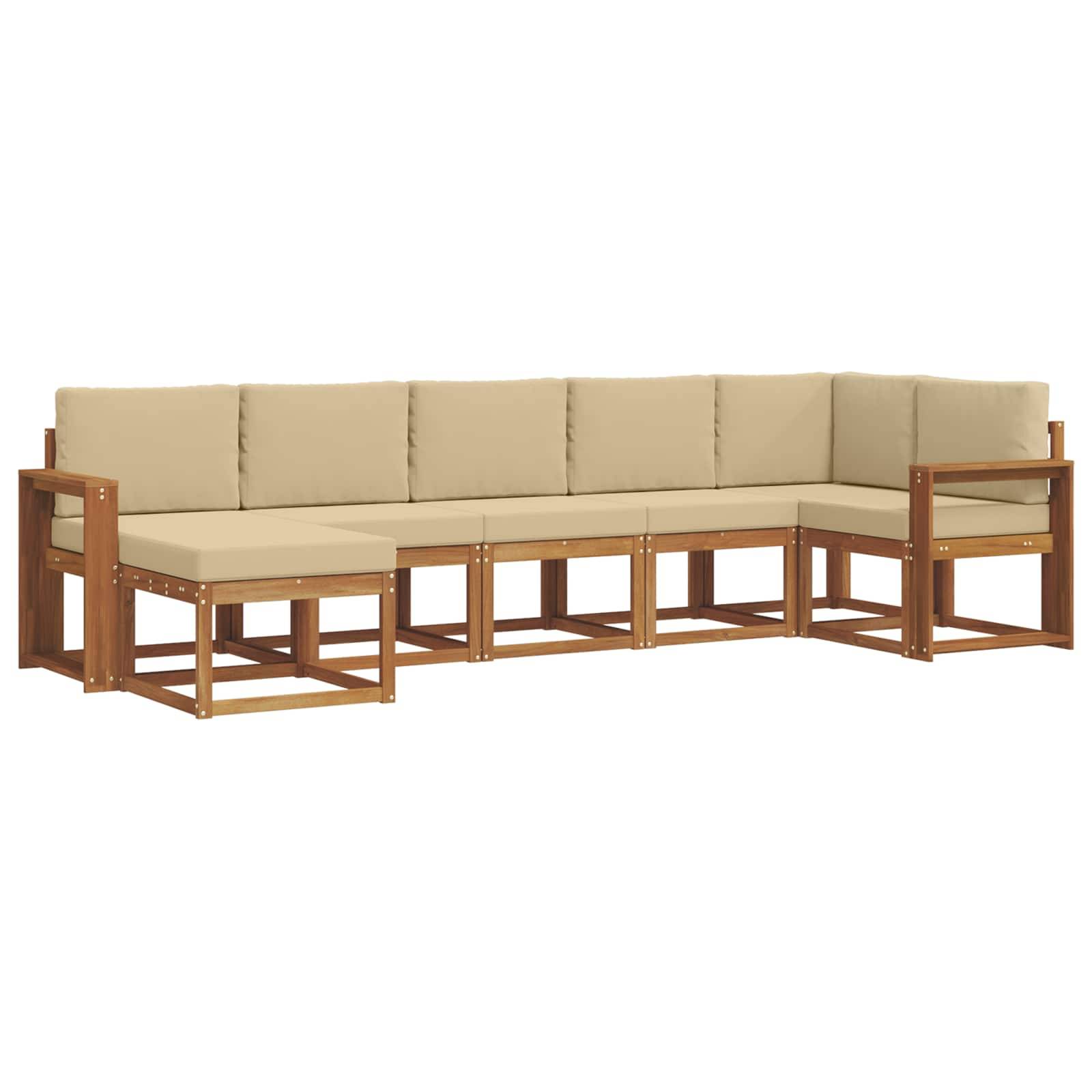 vidaXL Outdoor-Sofagarnitur mit Kissen 7 pcs Natur und Beige