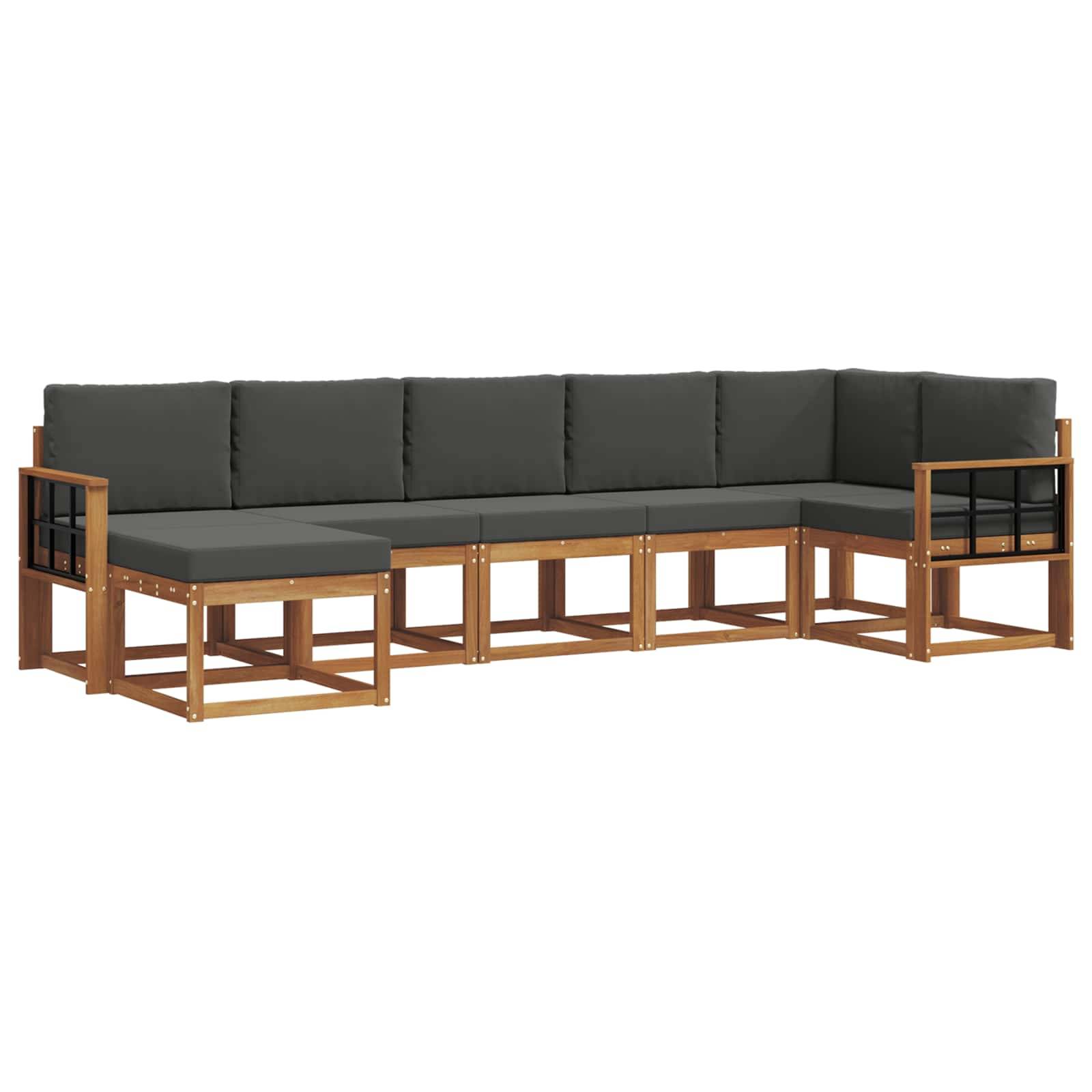 vidaXL Outdoor-Sofagarnitur mit Kissen 7 pcs Natur und Anthrazit