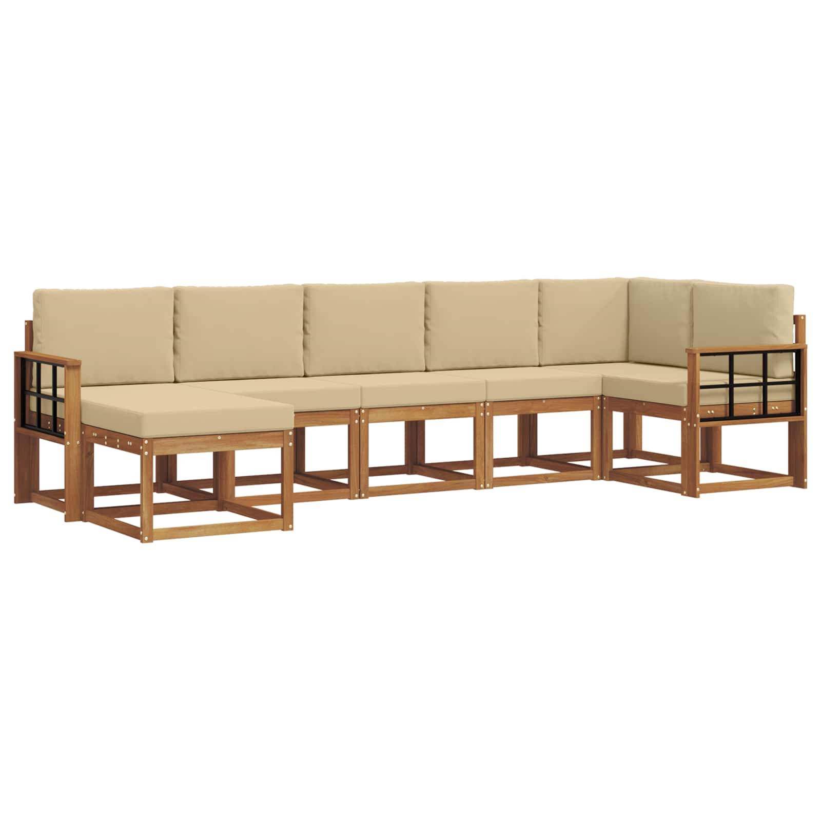 vidaXL Outdoor-Sofagarnitur mit Kissen 7 pcs Natur und Beige