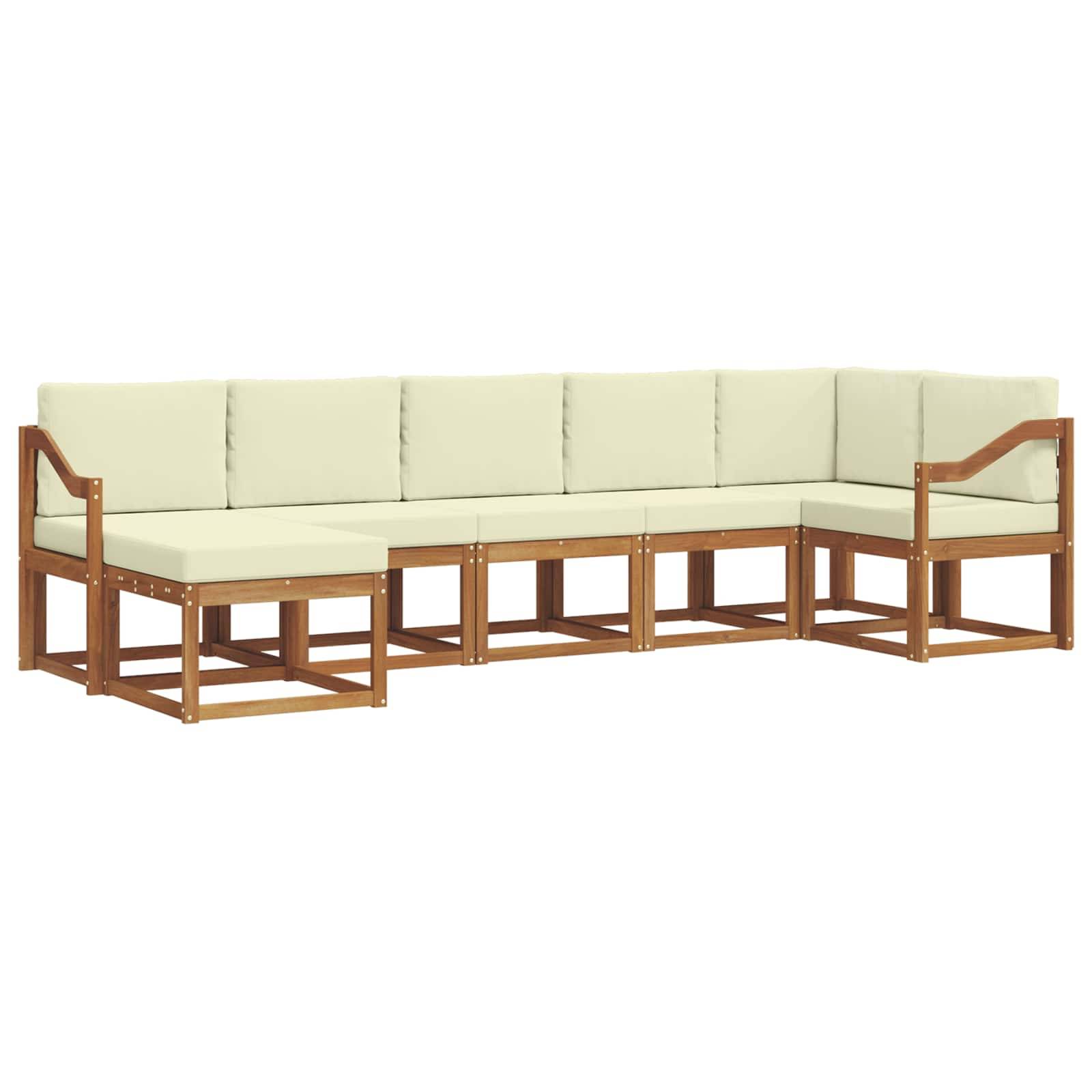 vidaXL Outdoor-Sofagarnitur mit Kissen 7 pcs Natur und Creme
