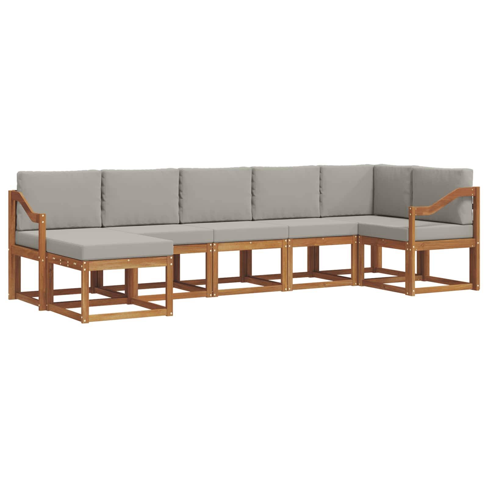 vidaXL Outdoor-Sofagarnitur mit Kissen 7 pcs Natürlich und Hellgrau