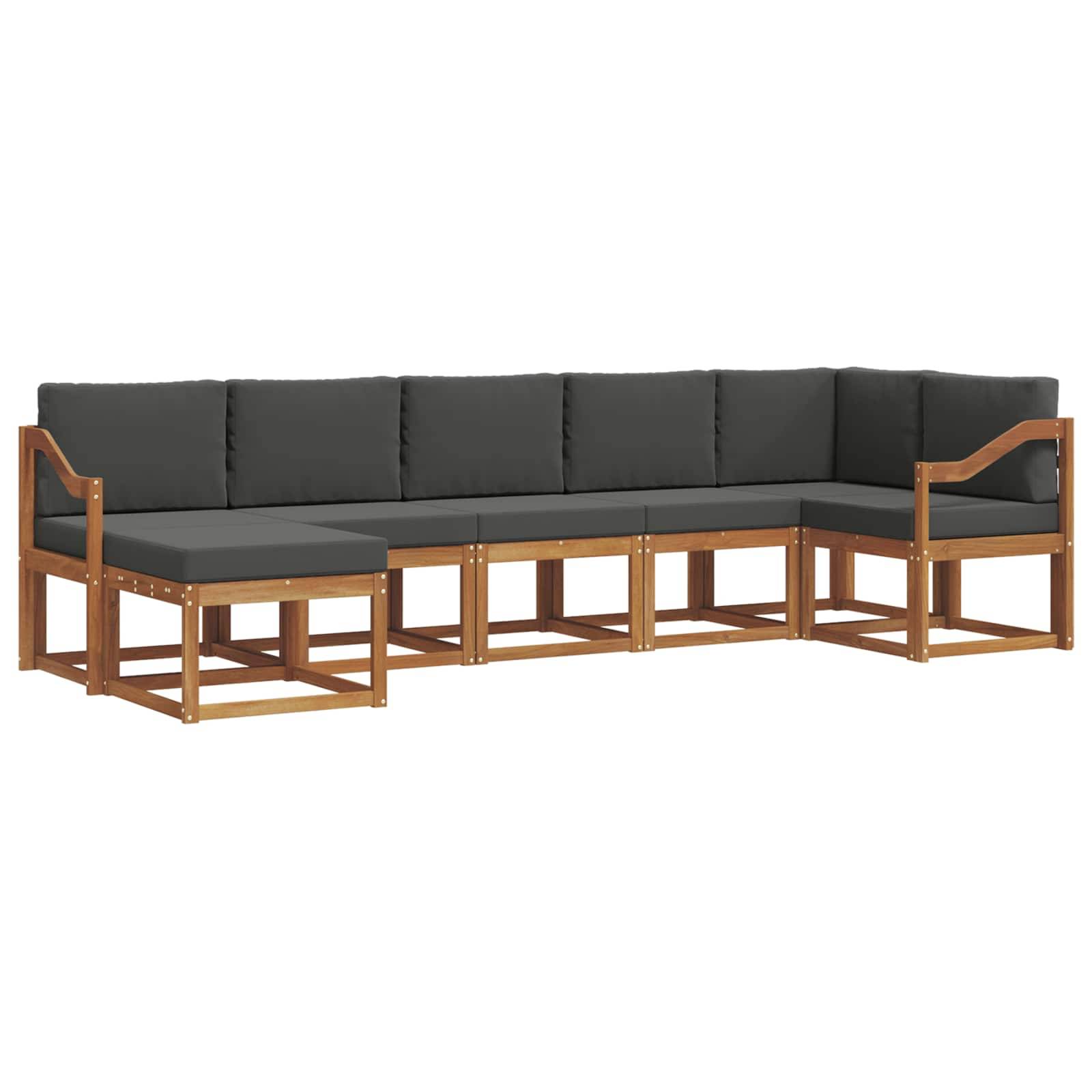 vidaXL Outdoor-Sofagarnitur mit Kissen 7 pcs Natur und Anthrazit