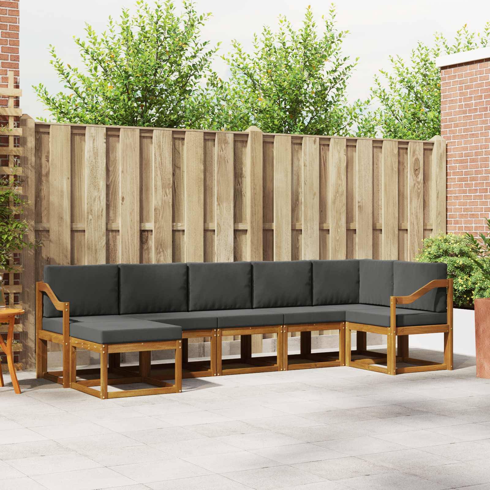 vidaXL Outdoor-Sofagarnitur mit Kissen 7 pcs Natur und Anthrazit