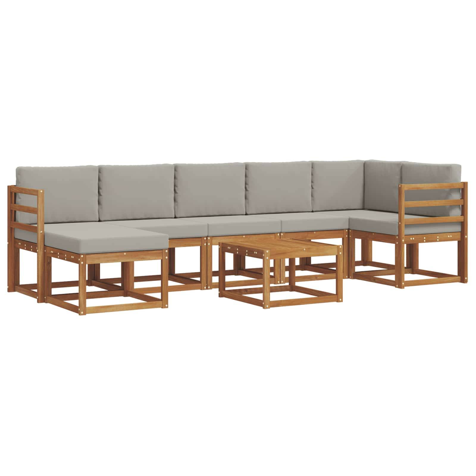 vidaXL Outdoor-Sofagarnitur mit Kissen 8 pcs Natürlich und Hellgrau