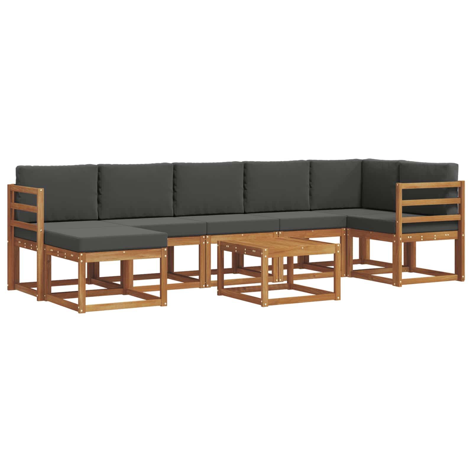 vidaXL Outdoor-Sofagarnitur mit Kissen 8 pcs Natur und Anthrazit