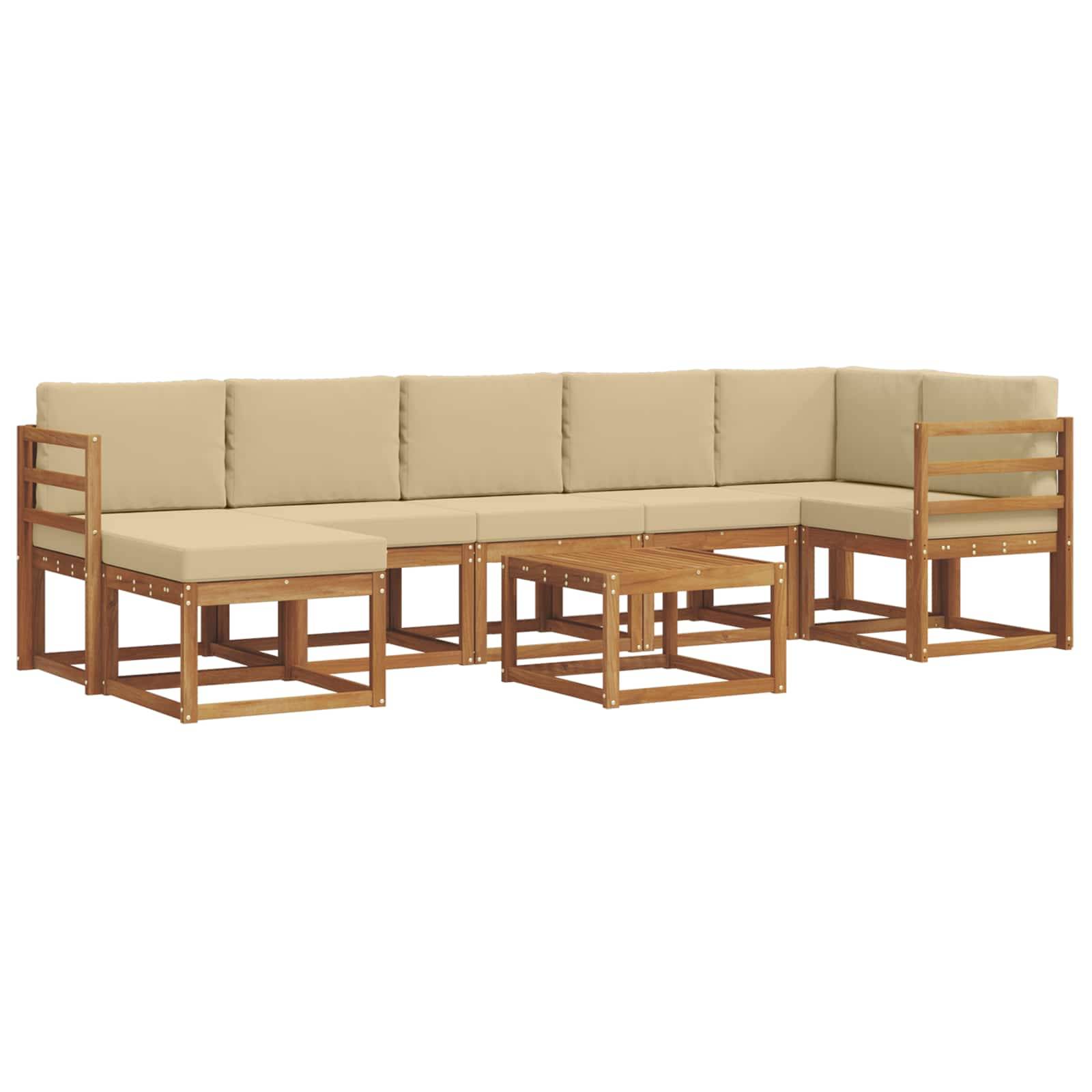 vidaXL Outdoor-Sofagarnitur mit Kissen 8 pcs Natur und Beige