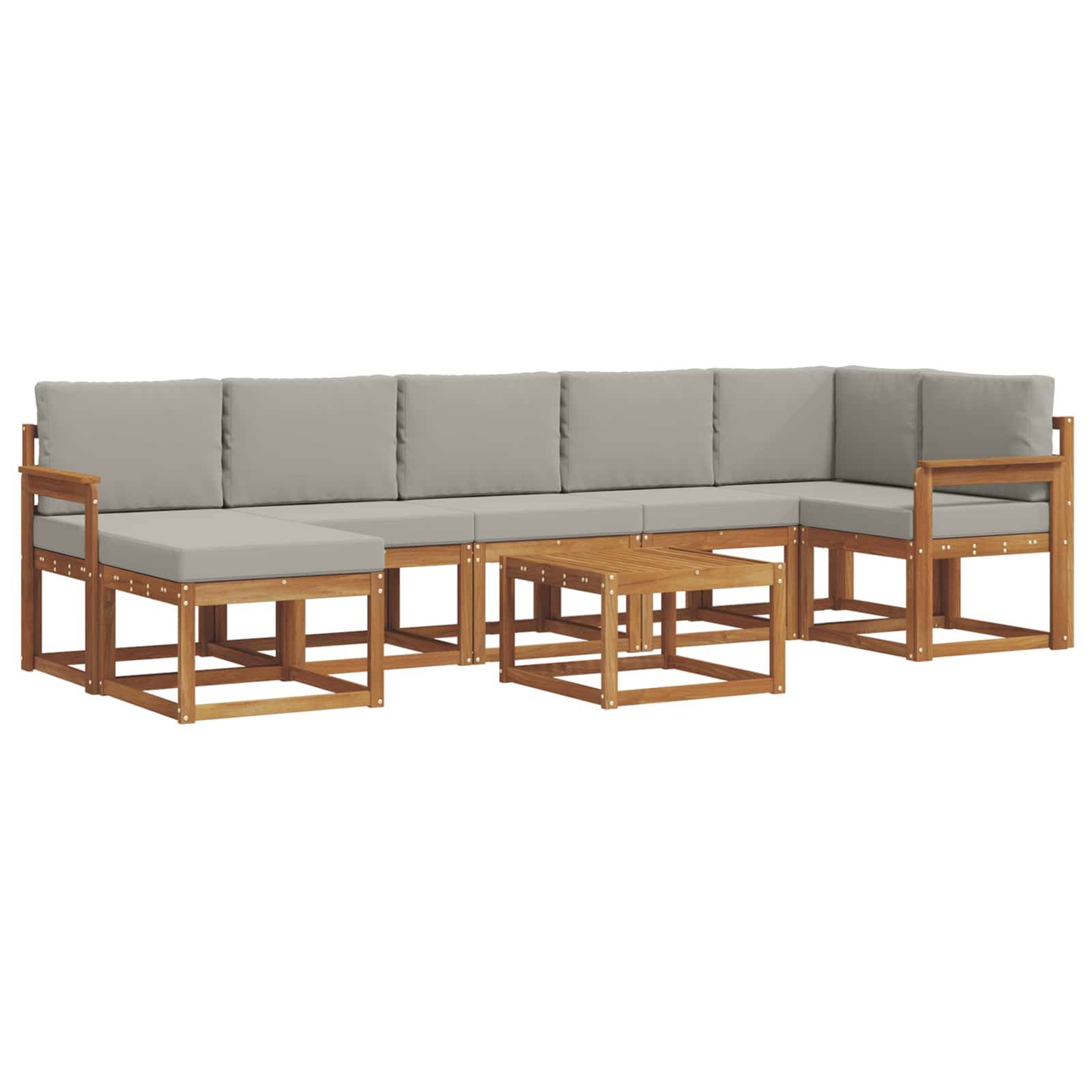 vidaXL Outdoor-Sofagarnitur mit Kissen 8 pcs Natürlich und Hellgrau