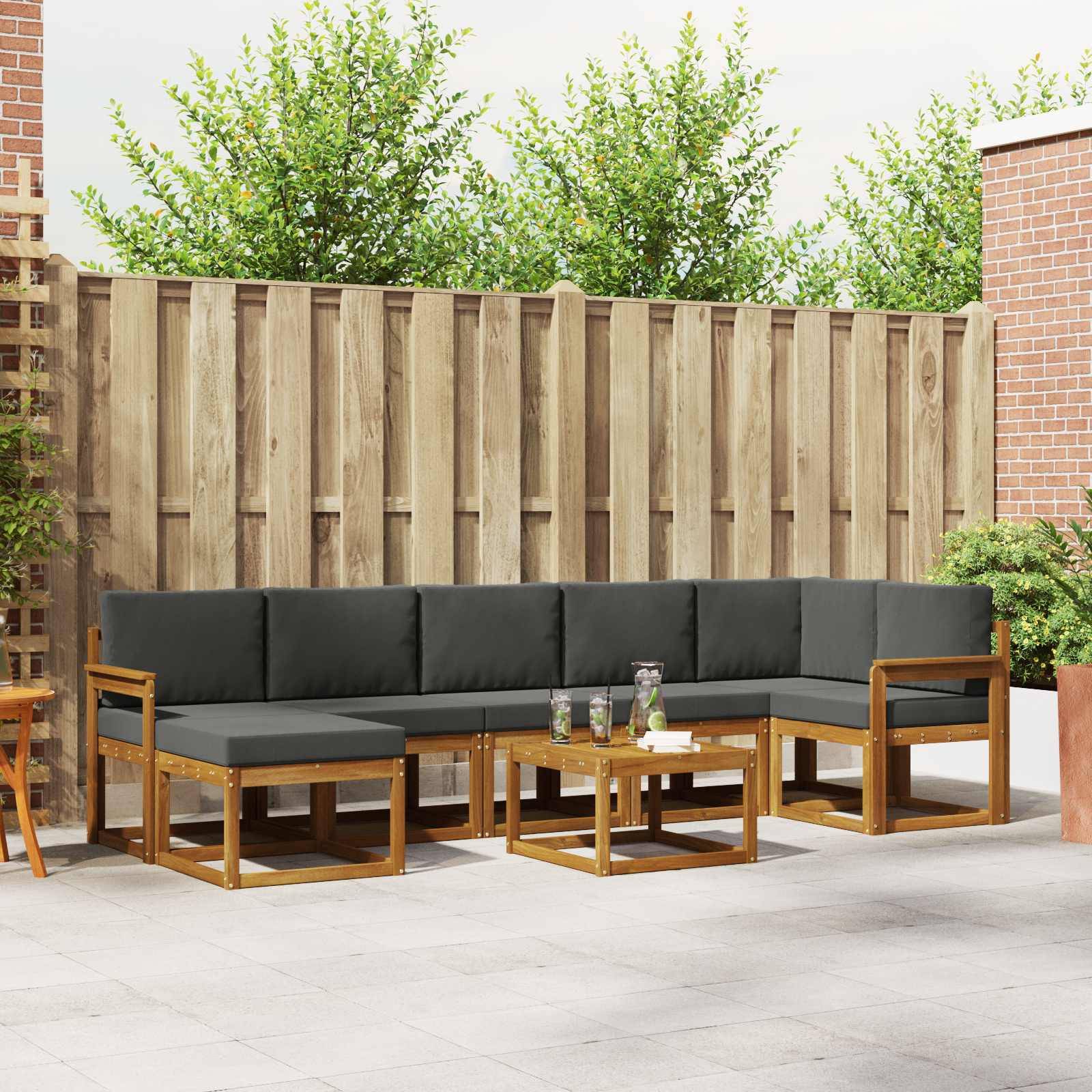 vidaXL Outdoor-Sofagarnitur mit Kissen 8 pcs Natur und Anthrazit