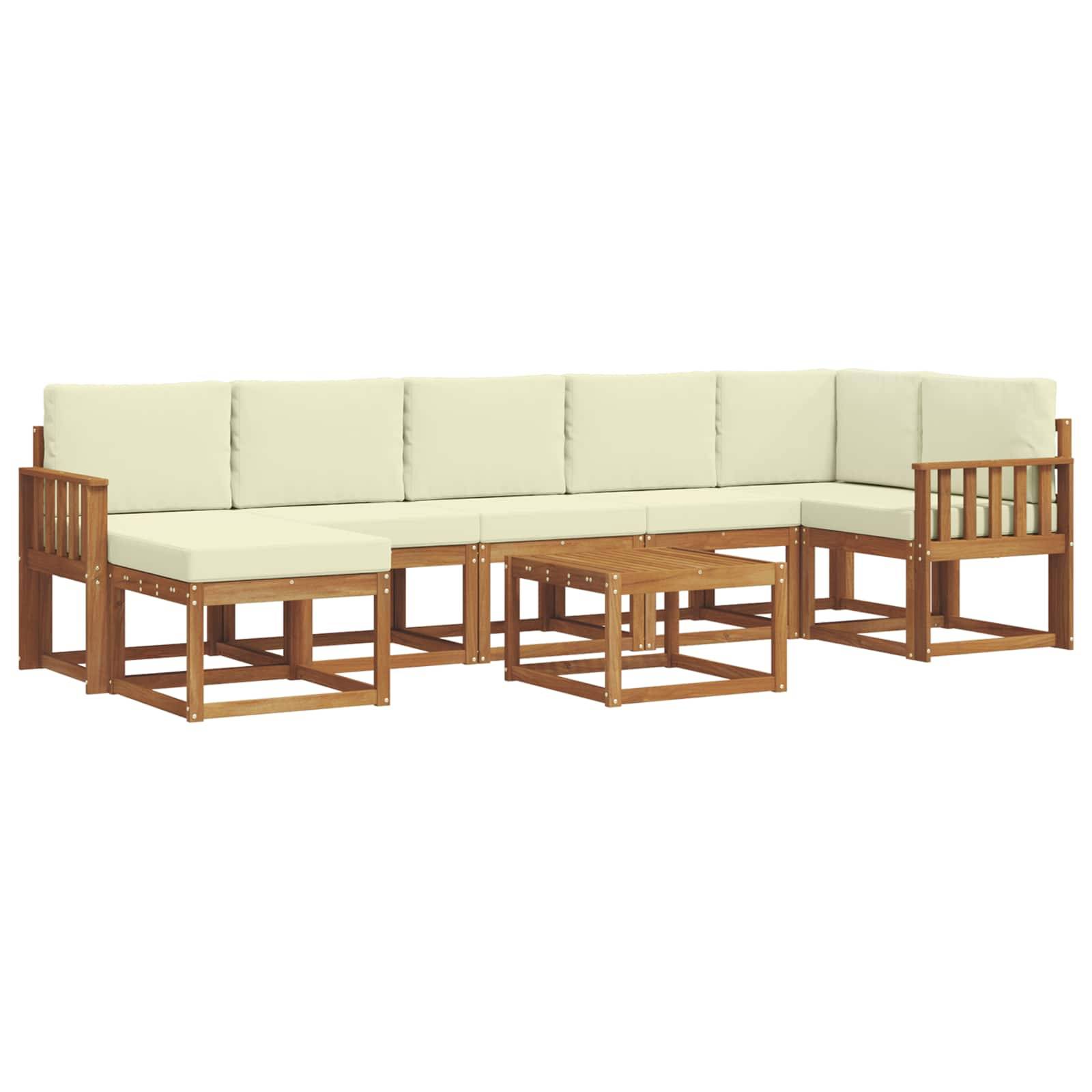 vidaXL Outdoor-Sofagarnitur mit Kissen 8 pcs Natur und Creme