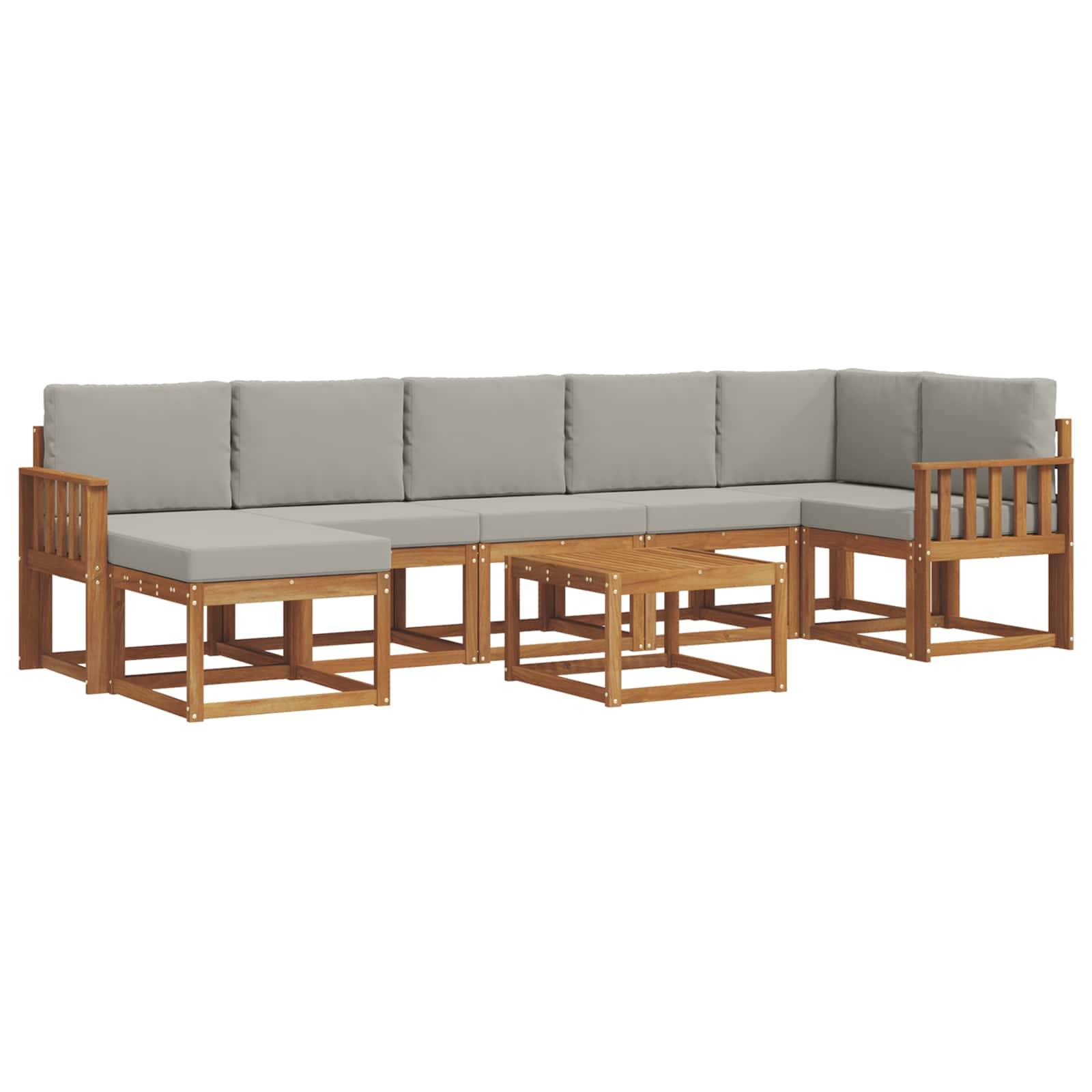 vidaXL Outdoor-Sofagarnitur mit Kissen 8 pcs Natürlich und Hellgrau