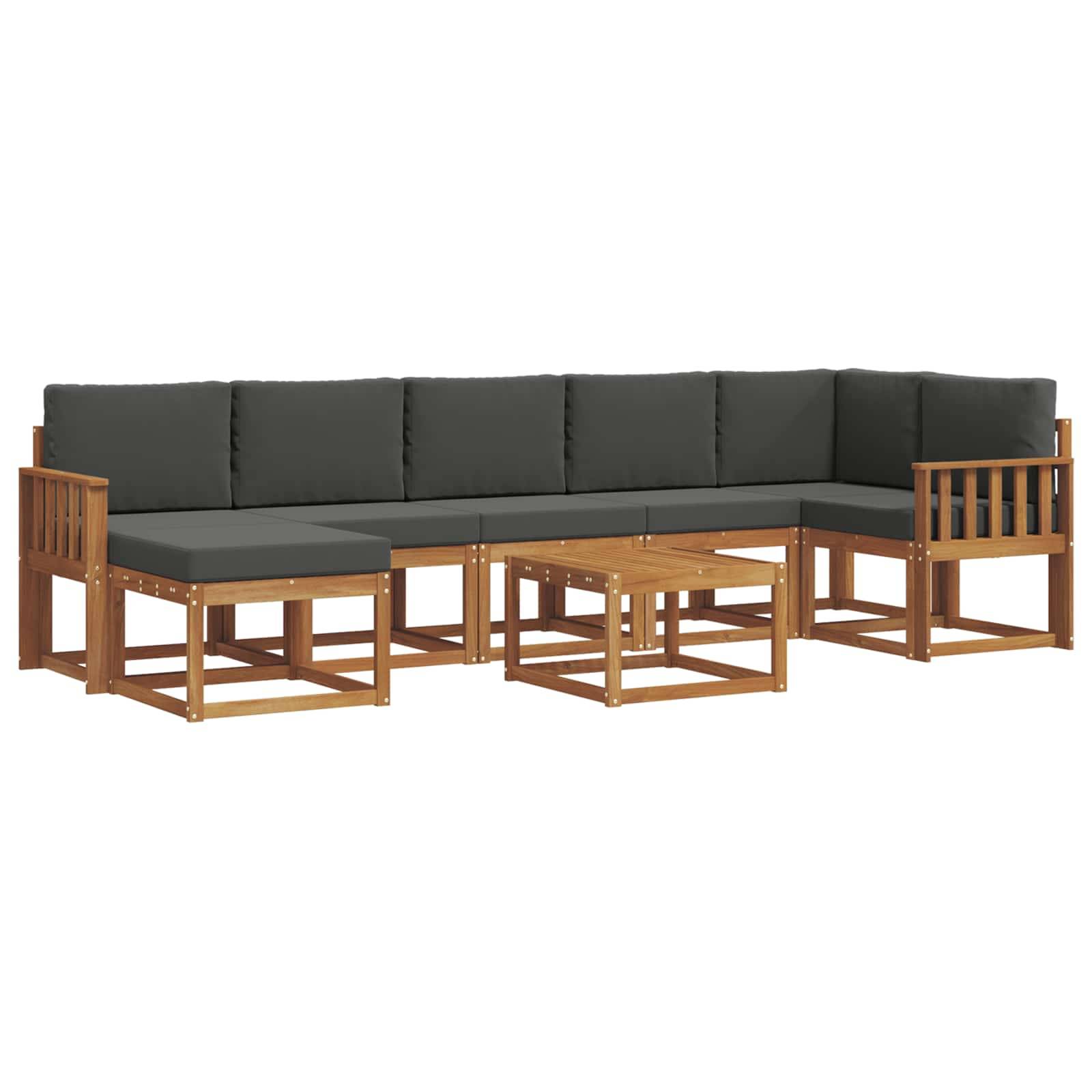 vidaXL Outdoor-Sofagarnitur mit Kissen 8 pcs Natur und Anthrazit