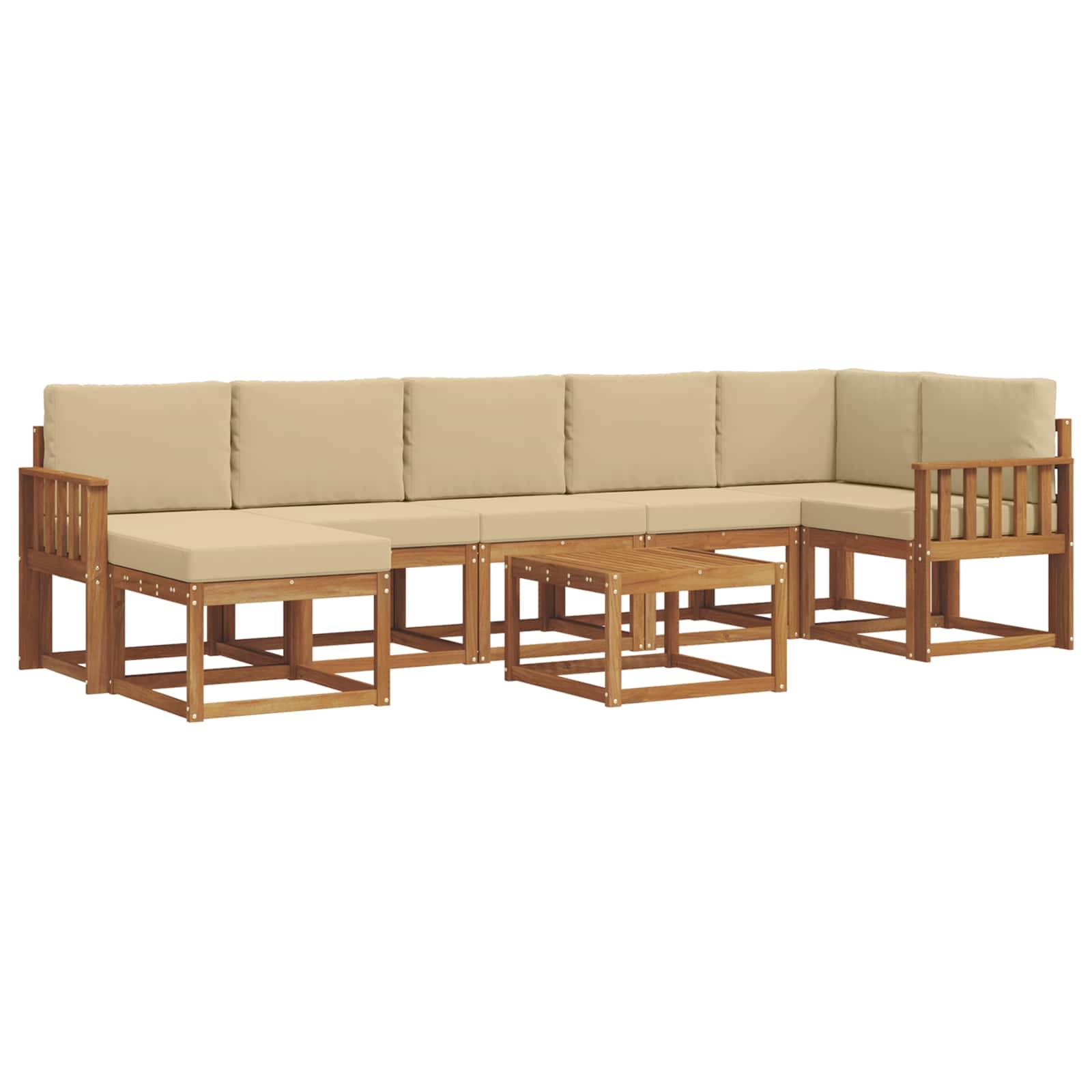 vidaXL Outdoor-Sofagarnitur mit Kissen 8 pcs Natur und Beige