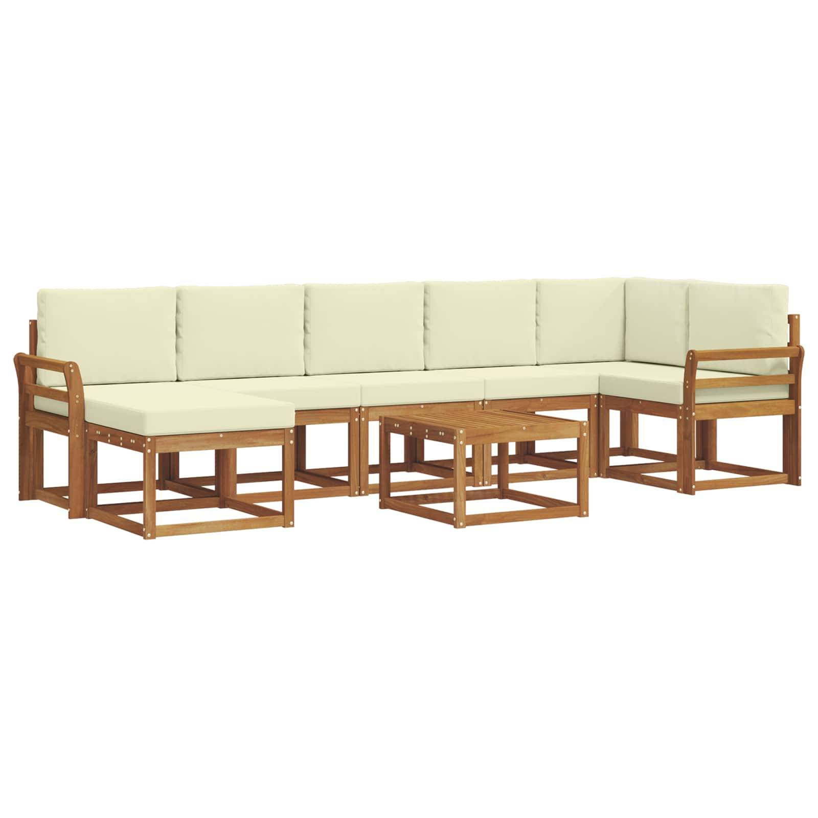 vidaXL Outdoor-Sofagarnitur mit Kissen 8 pcs Natur und Creme