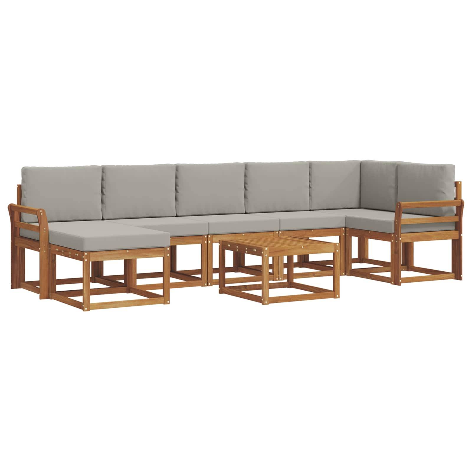 vidaXL Outdoor-Sofagarnitur mit Kissen 8 pcs Natürlich und Hellgrau