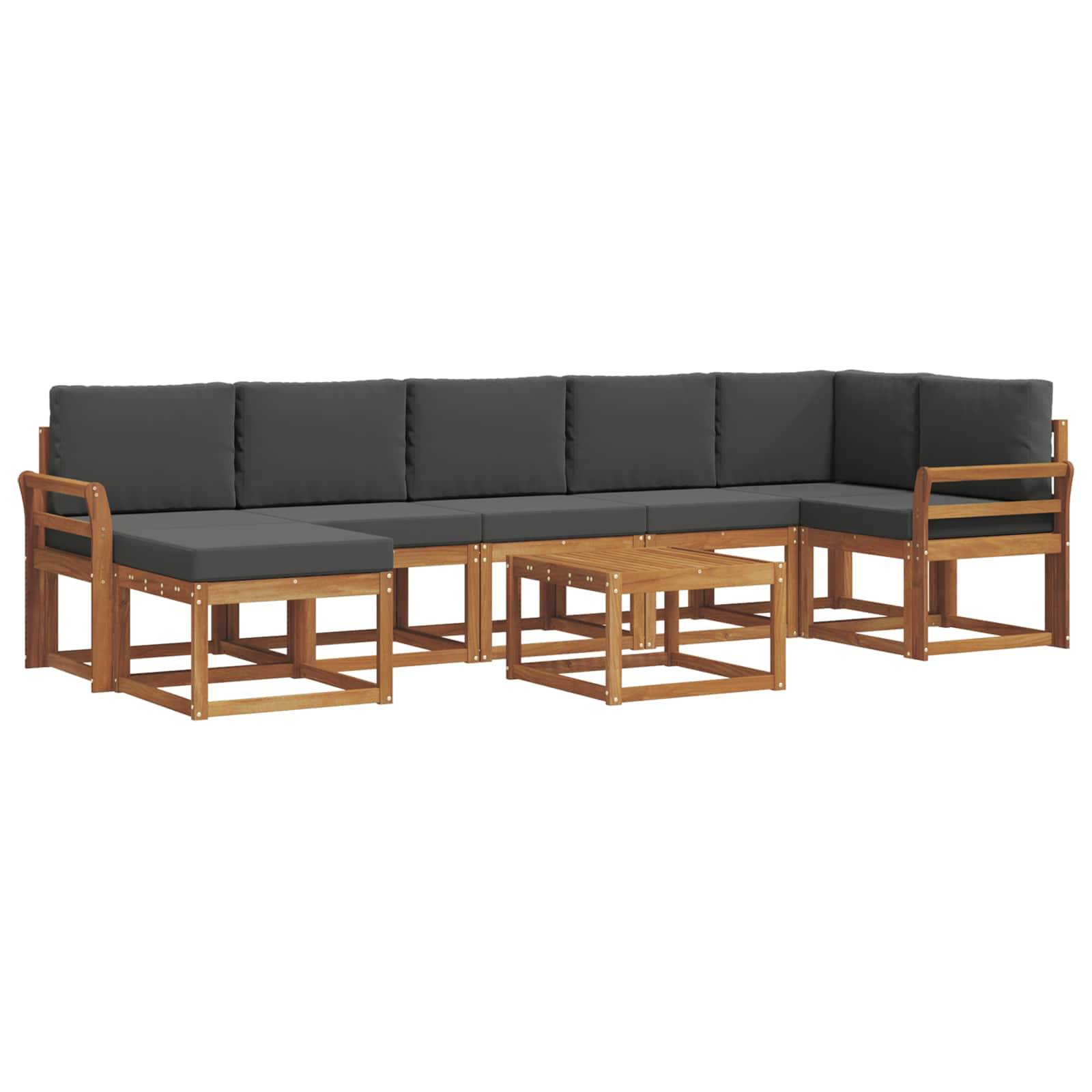 vidaXL Outdoor-Sofagarnitur mit Kissen 8 pcs Natur und Anthrazit