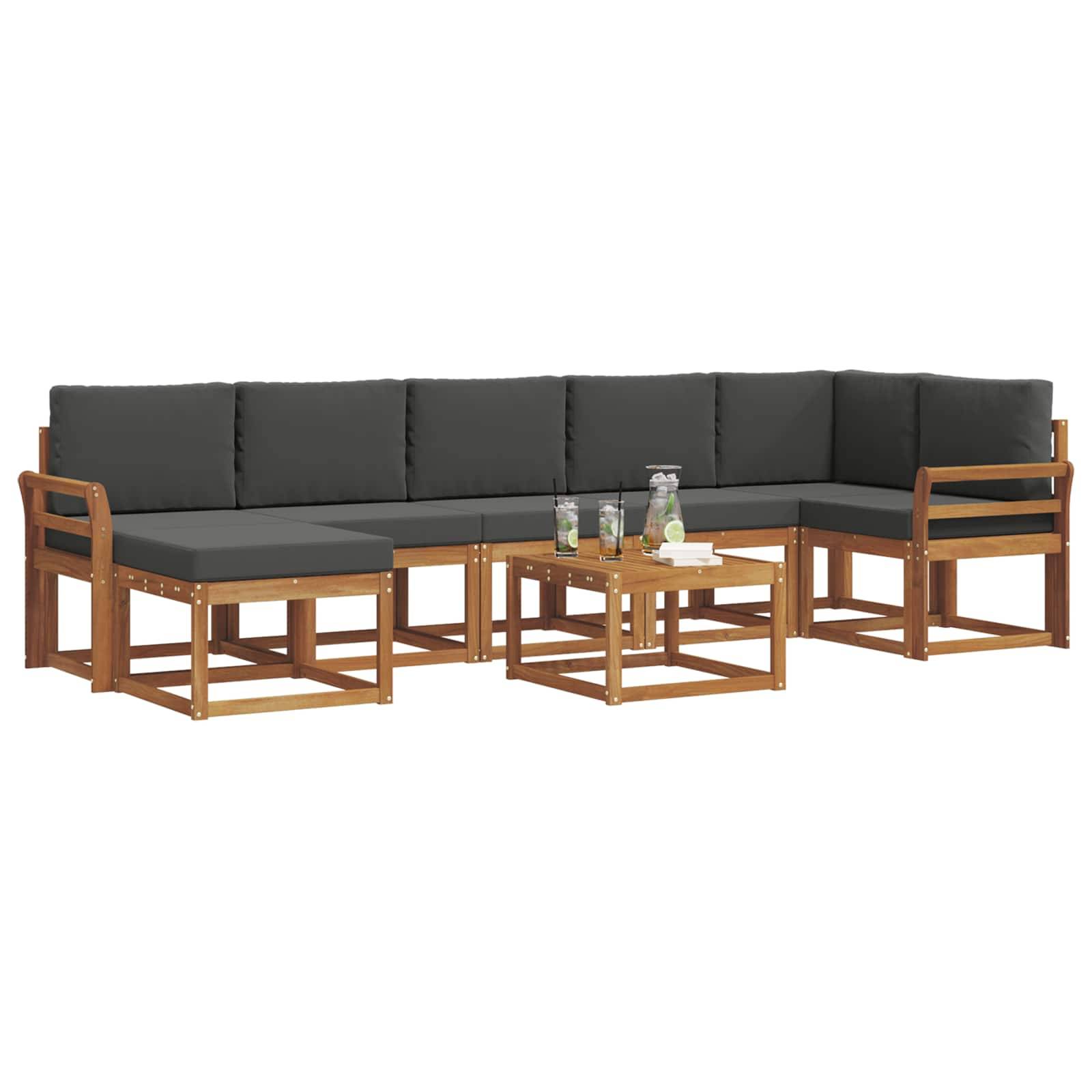 vidaXL Outdoor-Sofagarnitur mit Kissen 8 pcs Natur und Anthrazit
