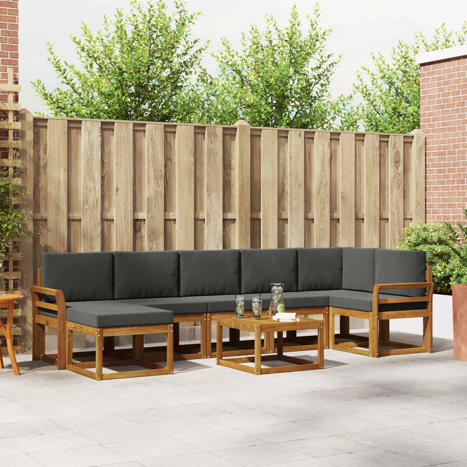 vidaXL Outdoor-Sofagarnitur mit Kissen 8 pcs Natur und Anthrazit