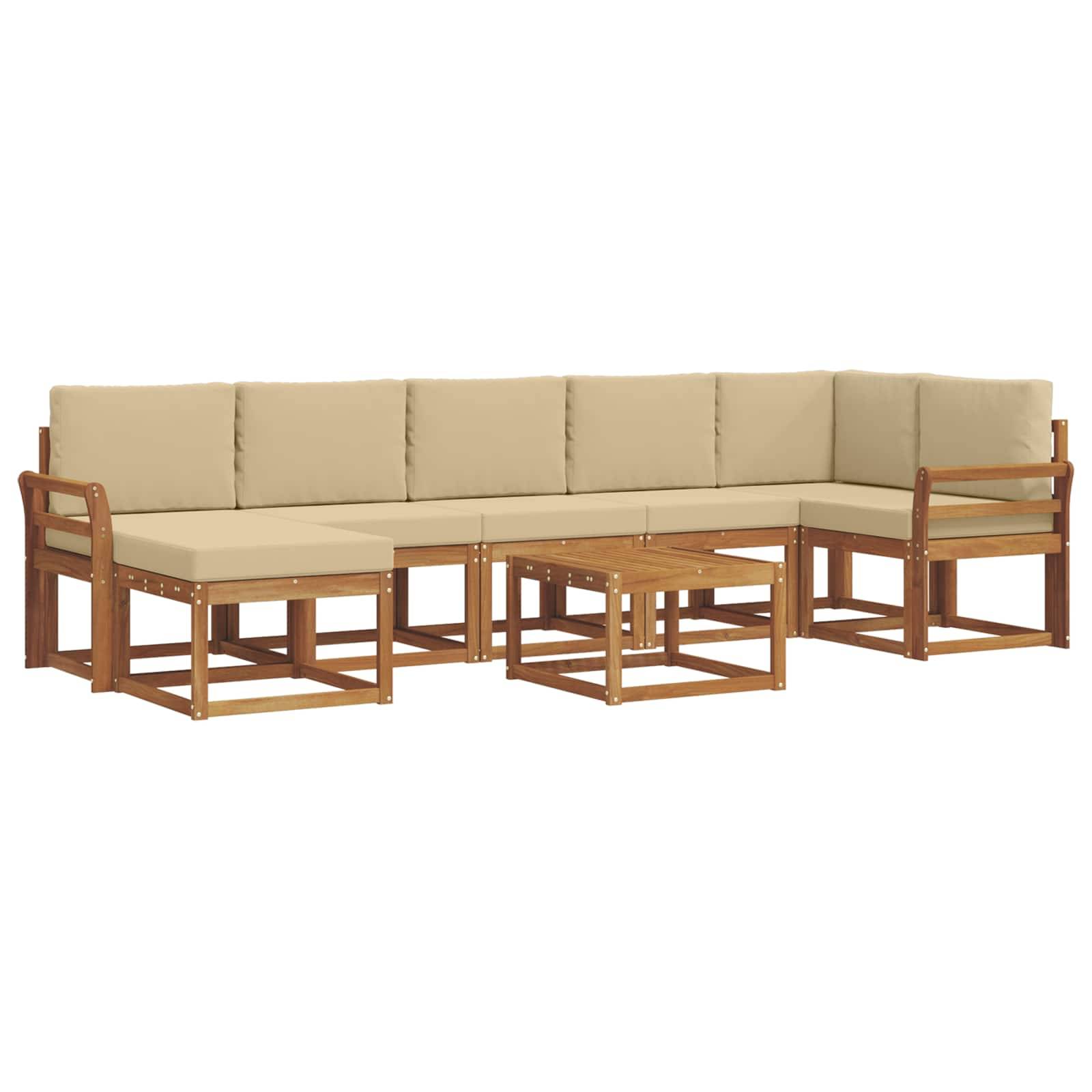 vidaXL Outdoor-Sofagarnitur mit Kissen 8 pcs Natur und Beige