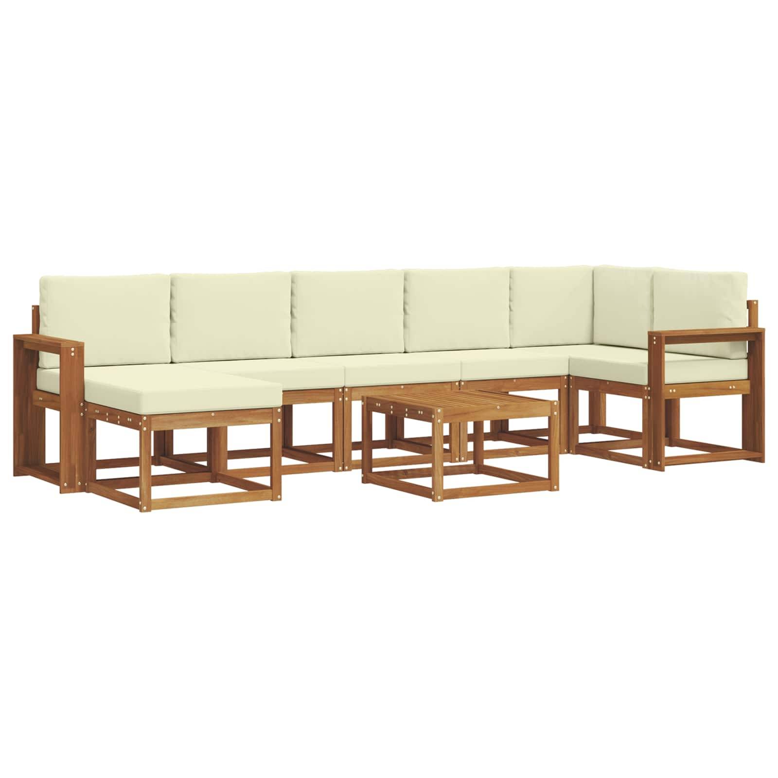 vidaXL Outdoor-Sofagarnitur mit Kissen 8 pcs Natur und Creme