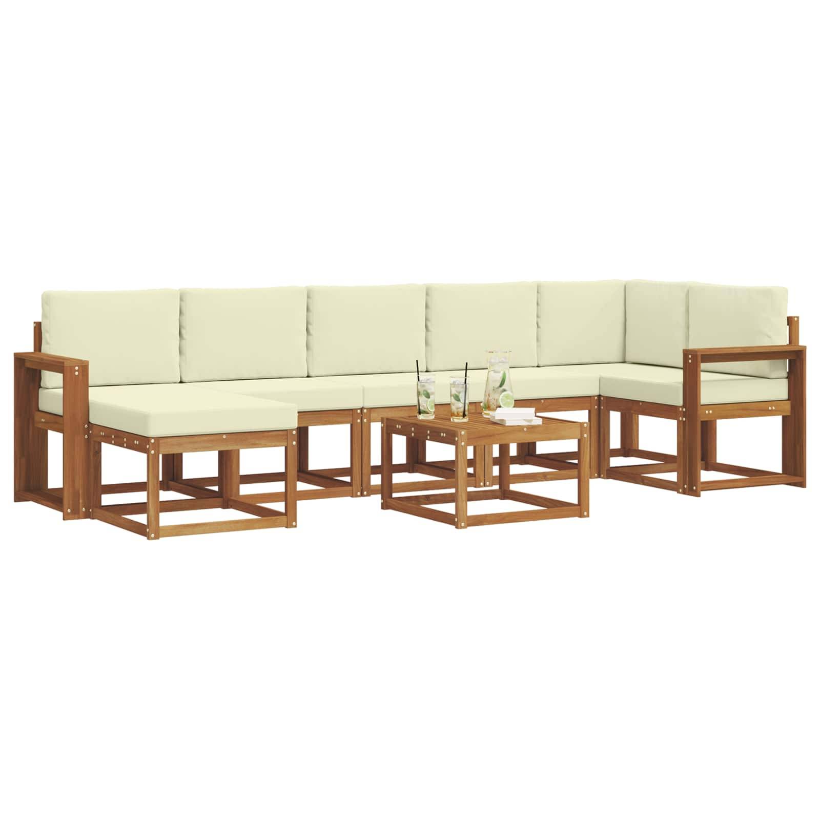 vidaXL Outdoor-Sofagarnitur mit Kissen 8 pcs Natur und Creme