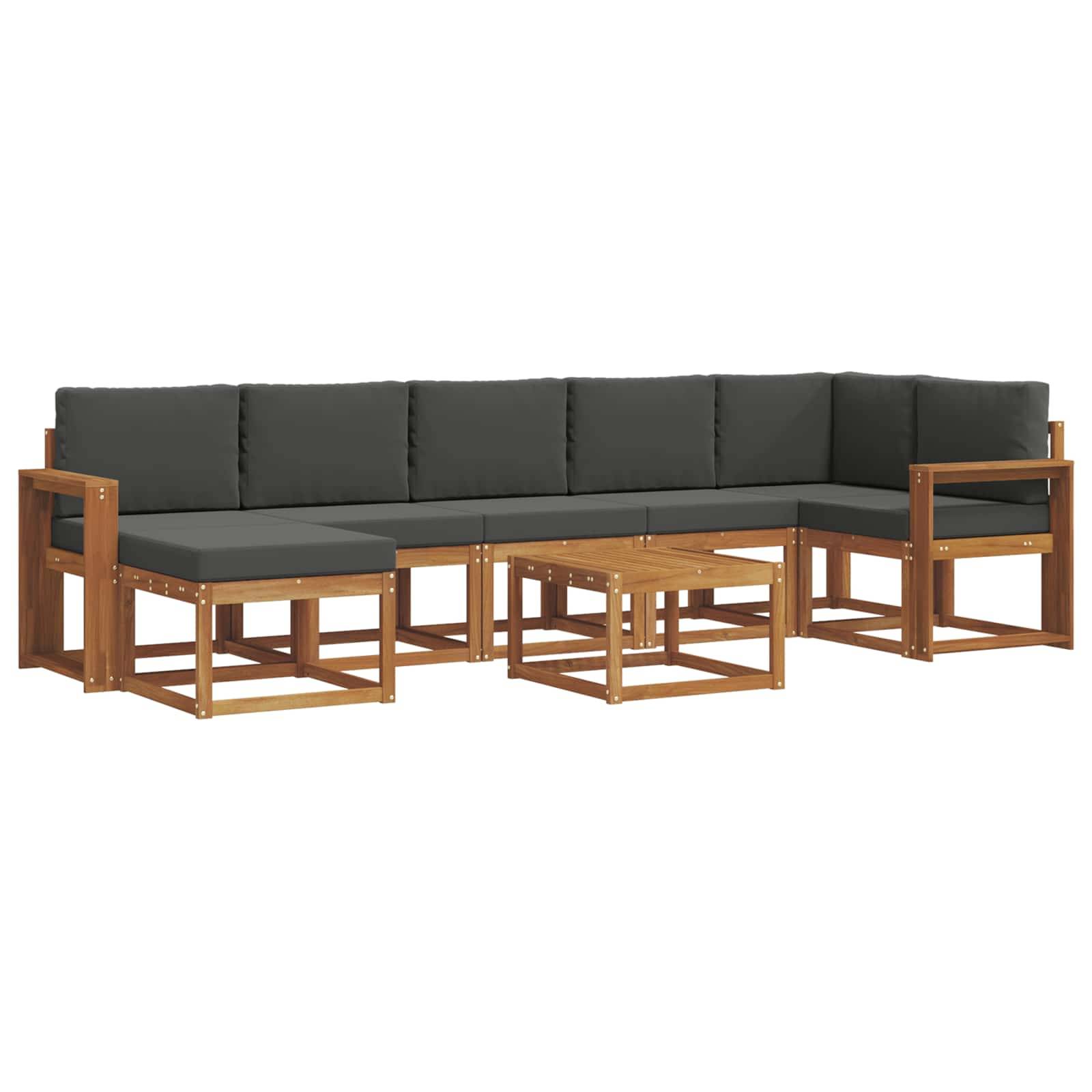vidaXL Outdoor-Sofagarnitur mit Kissen 8 pcs Natur und Anthrazit
