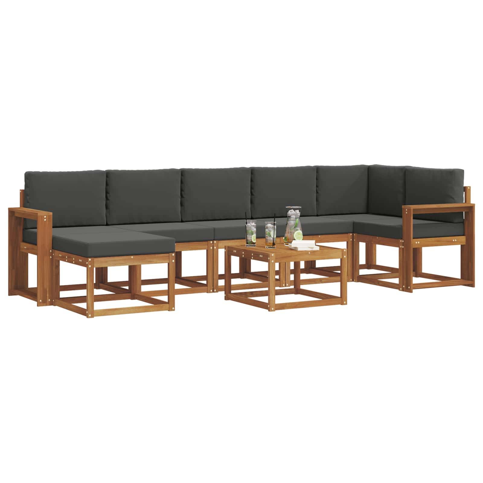 vidaXL Outdoor-Sofagarnitur mit Kissen 8 pcs Natur und Anthrazit
