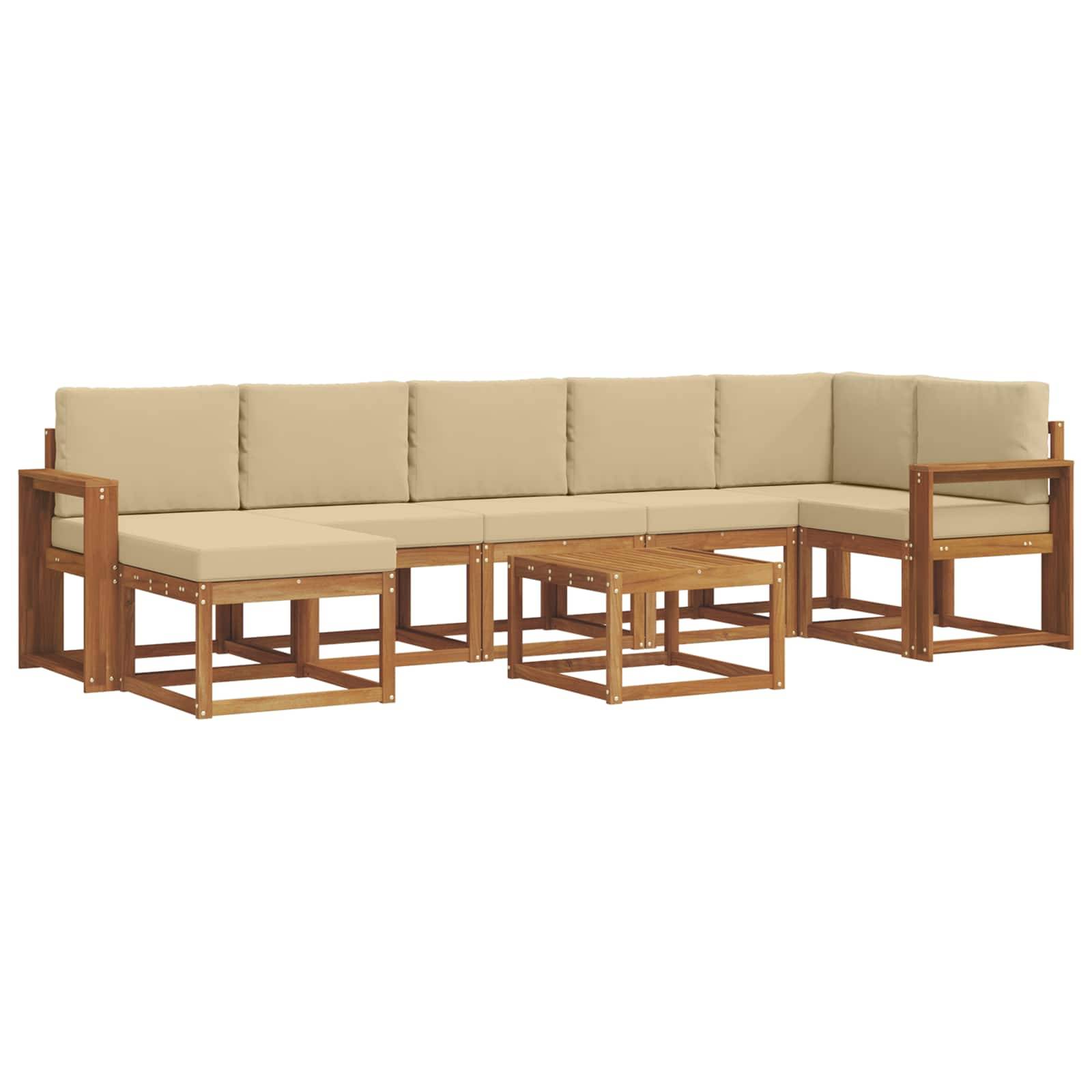 vidaXL Outdoor-Sofagarnitur mit Kissen 8 pcs Natur und Beige