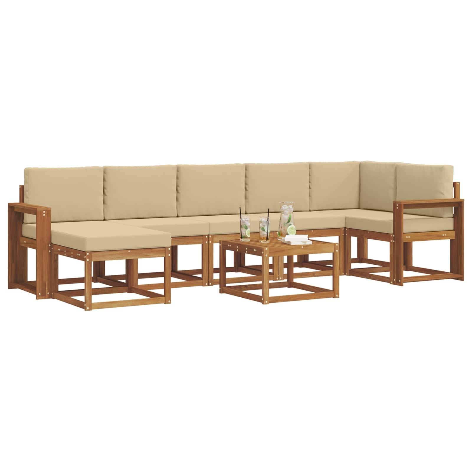 vidaXL Outdoor-Sofagarnitur mit Kissen 8 pcs Natur und Beige