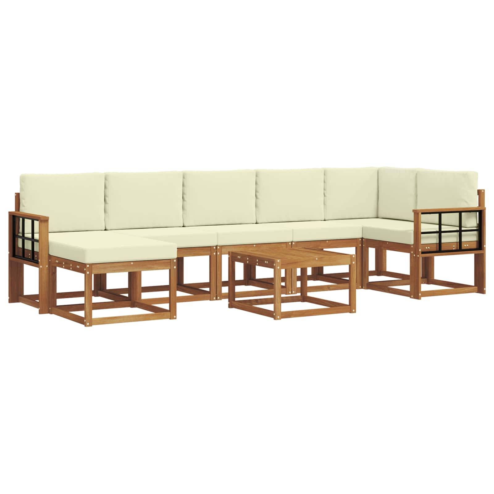 vidaXL Outdoor-Sofagarnitur mit Kissen 8 pcs Natur und Creme