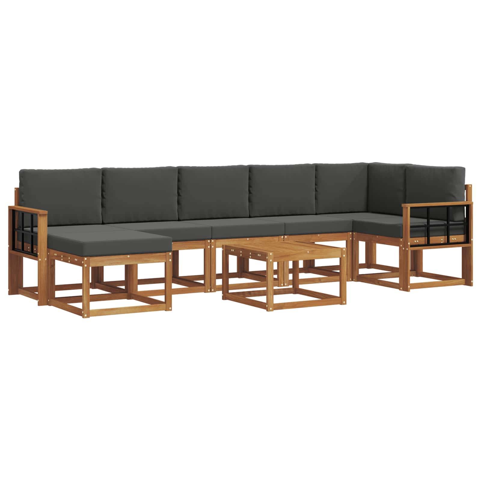vidaXL Outdoor-Sofagarnitur mit Kissen 8 pcs Natur und Anthrazit