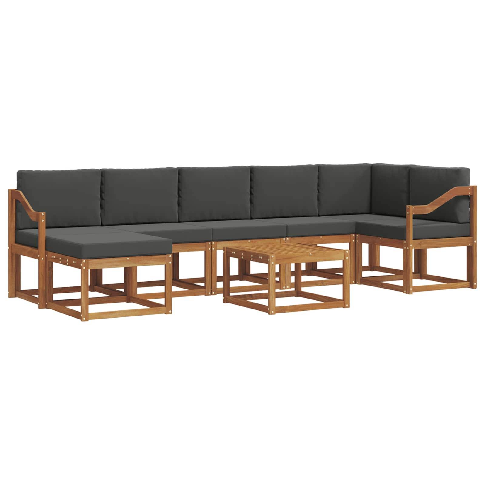 vidaXL Outdoor-Sofagarnitur mit Kissen 8 pcs Natur und Anthrazit