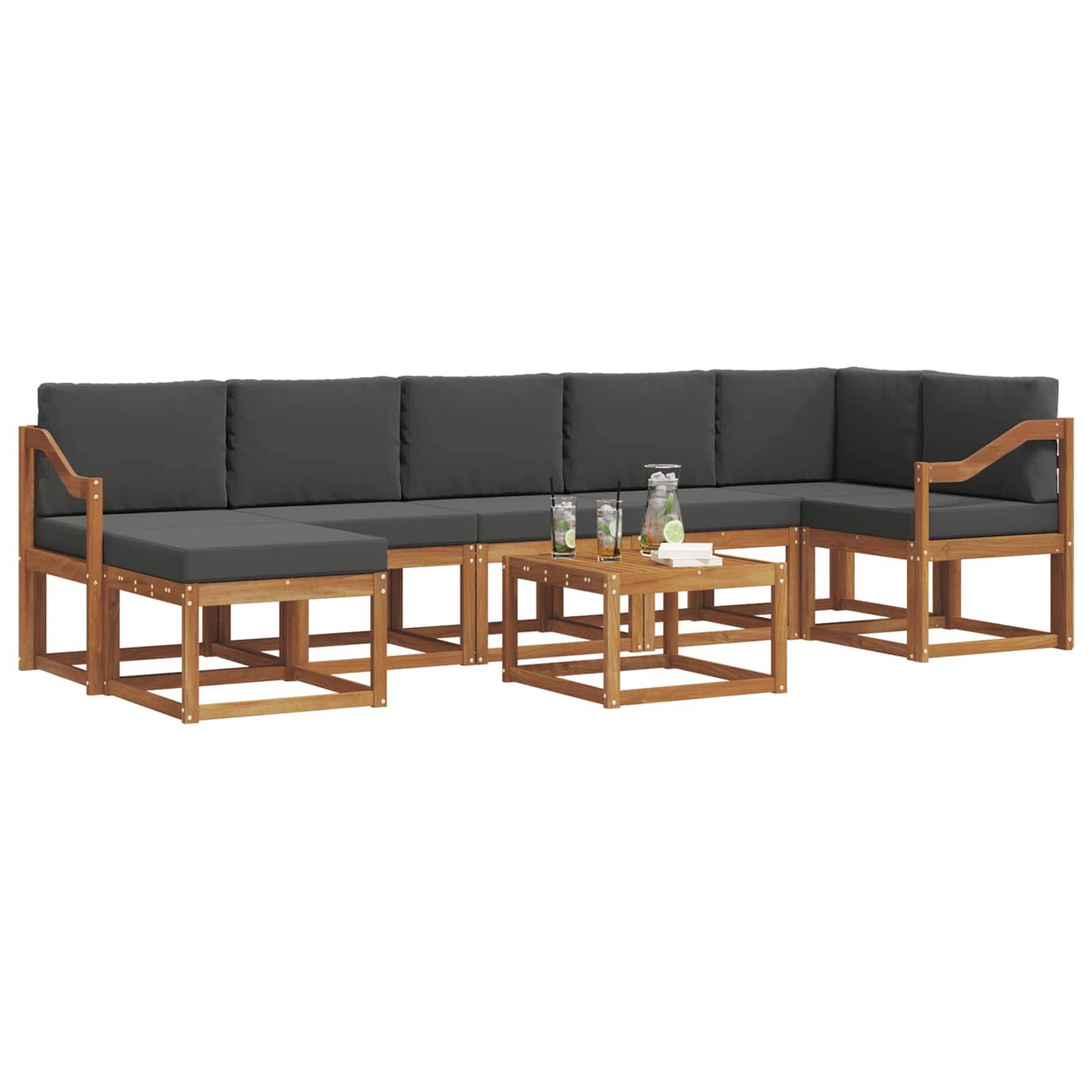 vidaXL Outdoor-Sofagarnitur mit Kissen 8 pcs Natur und Anthrazit