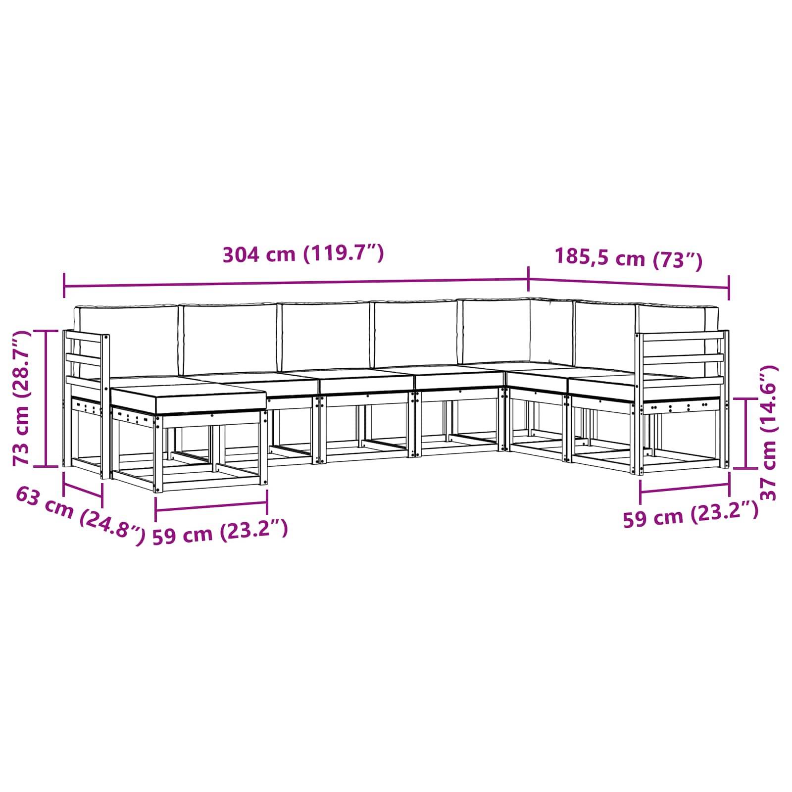 vidaXL Outdoor-Sofagarnitur mit Kissen 8 pcs Natürlich und Hellgrau