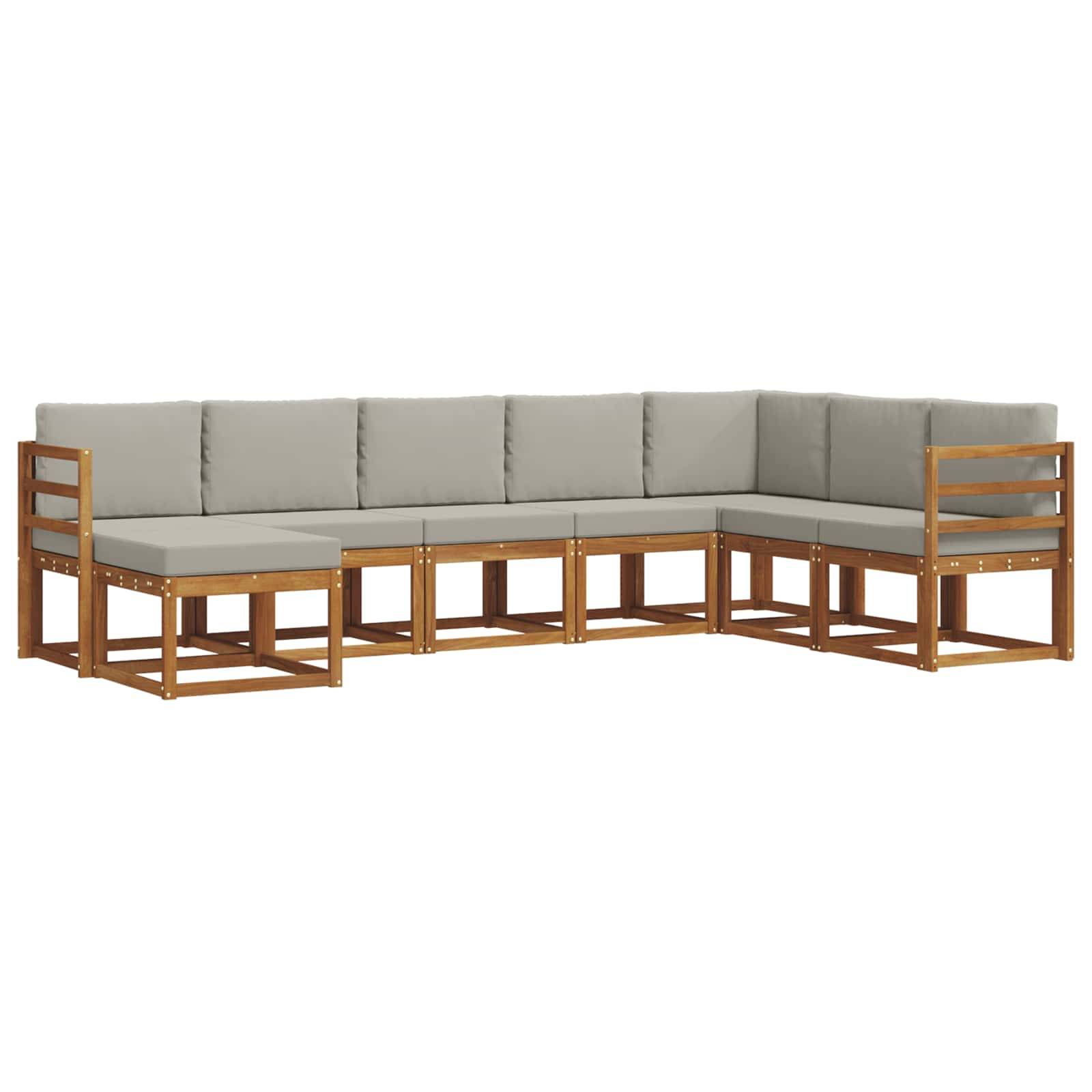 vidaXL Outdoor-Sofagarnitur mit Kissen 8 pcs Natürlich und Hellgrau