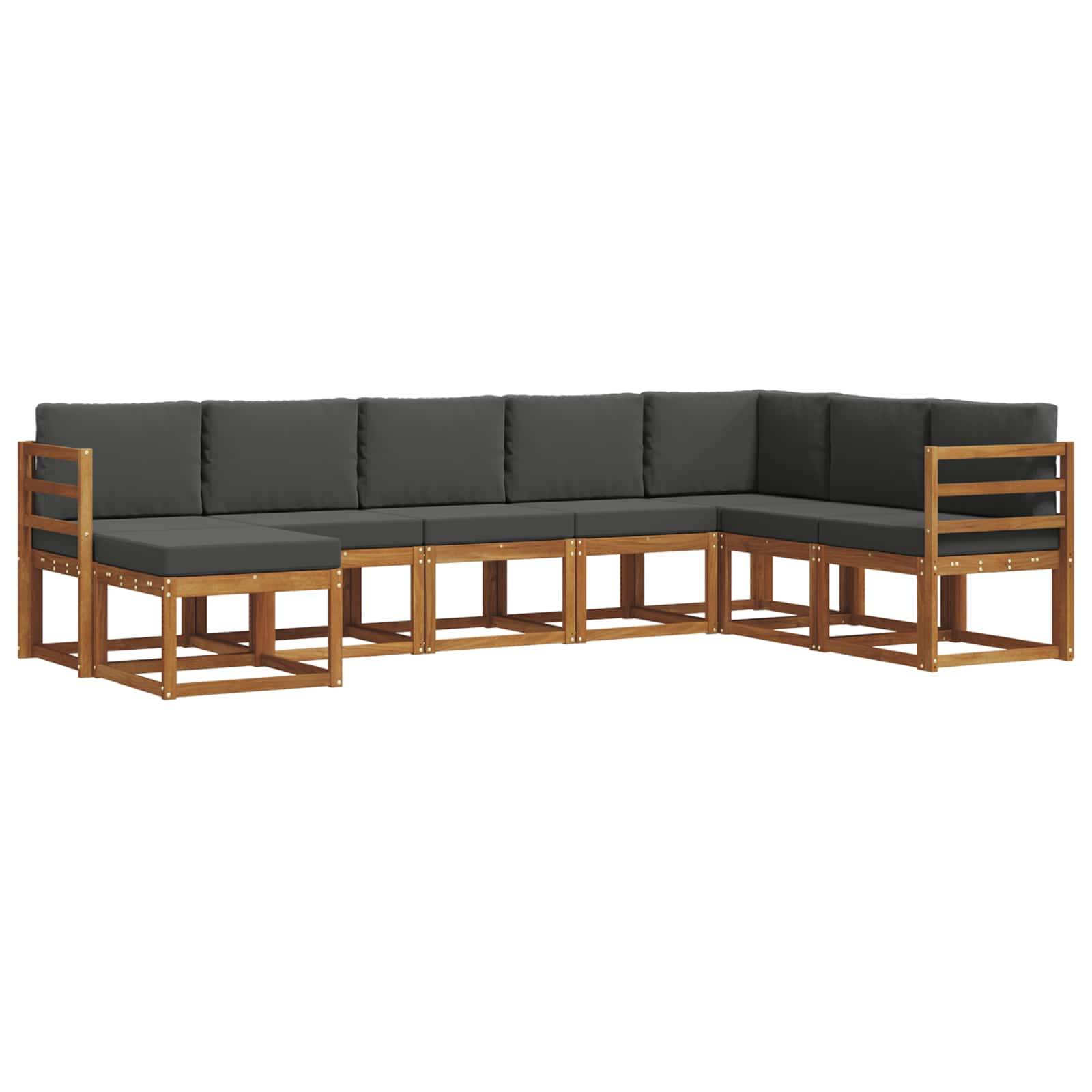 vidaXL Outdoor-Sofagarnitur mit Kissen 8 pcs Natur und Anthrazit