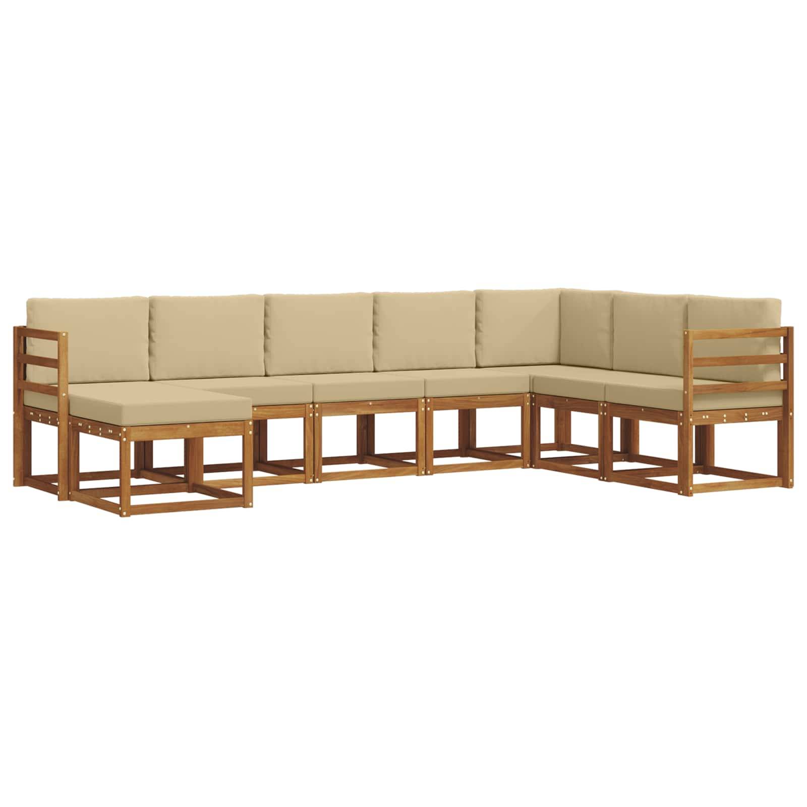 vidaXL Outdoor-Sofagarnitur mit Kissen 8 pcs Natur und Beige
