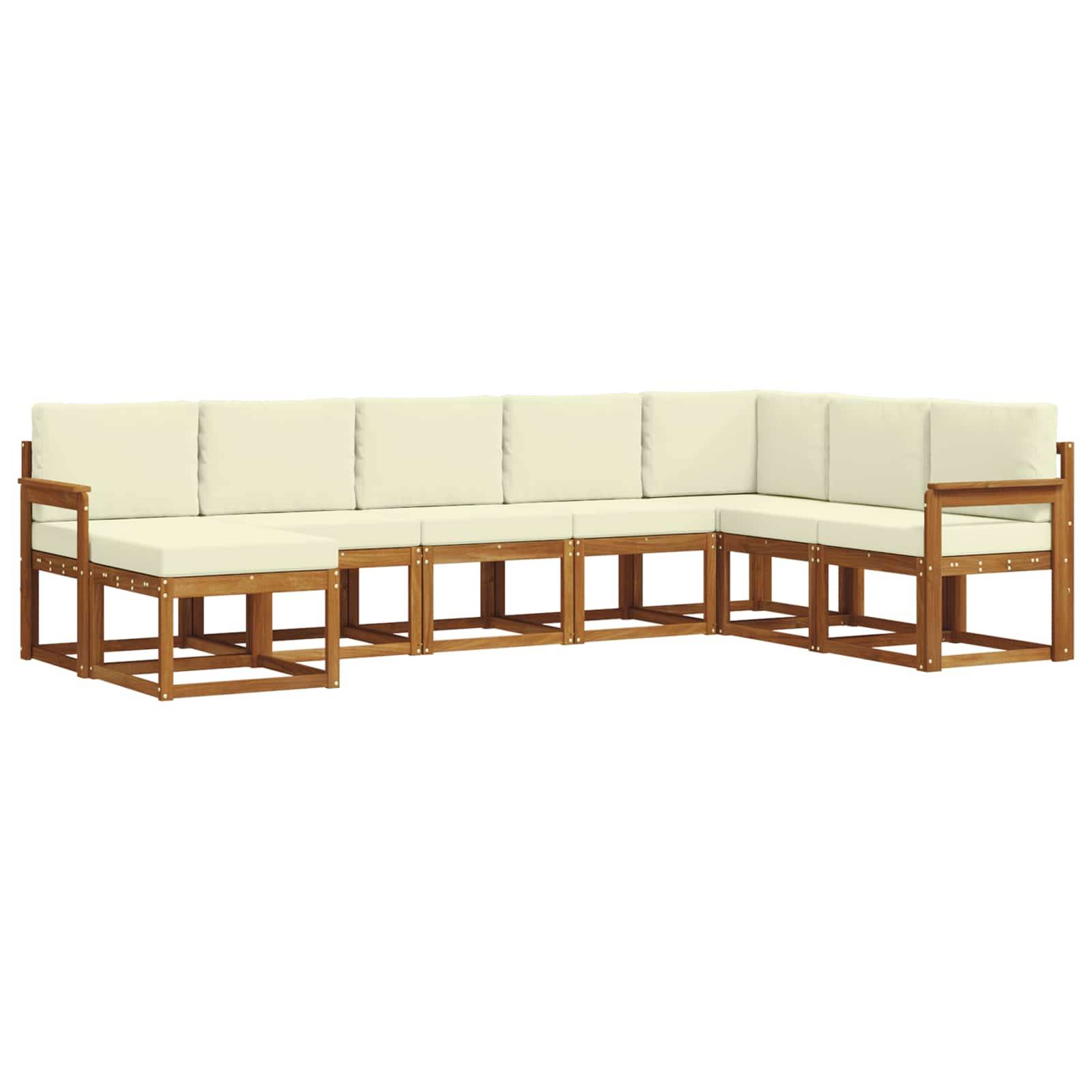 vidaXL Outdoor-Sofagarnitur mit Kissen 8 pcs Natur und Creme