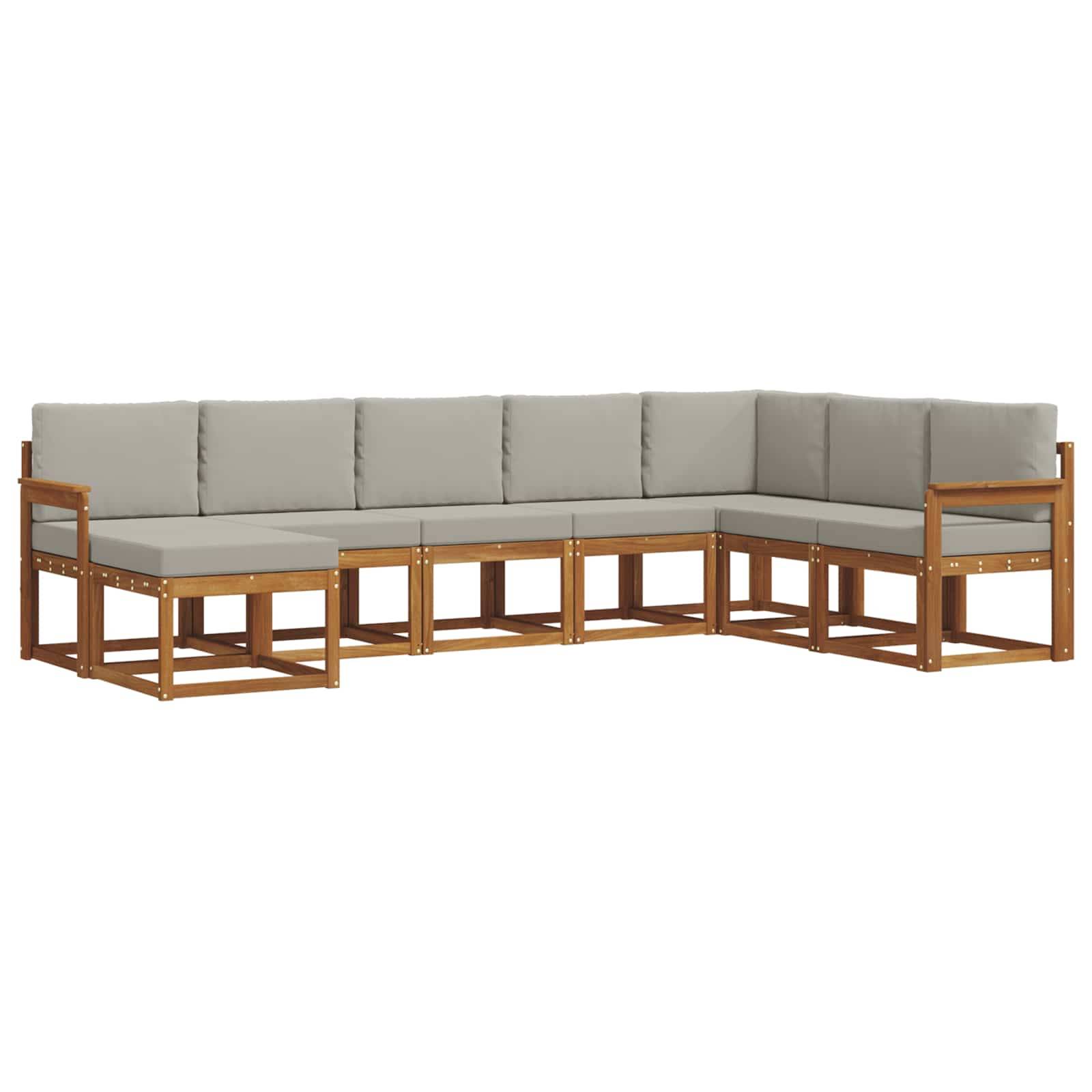 vidaXL Outdoor-Sofagarnitur mit Kissen 8 pcs Natürlich und Hellgrau