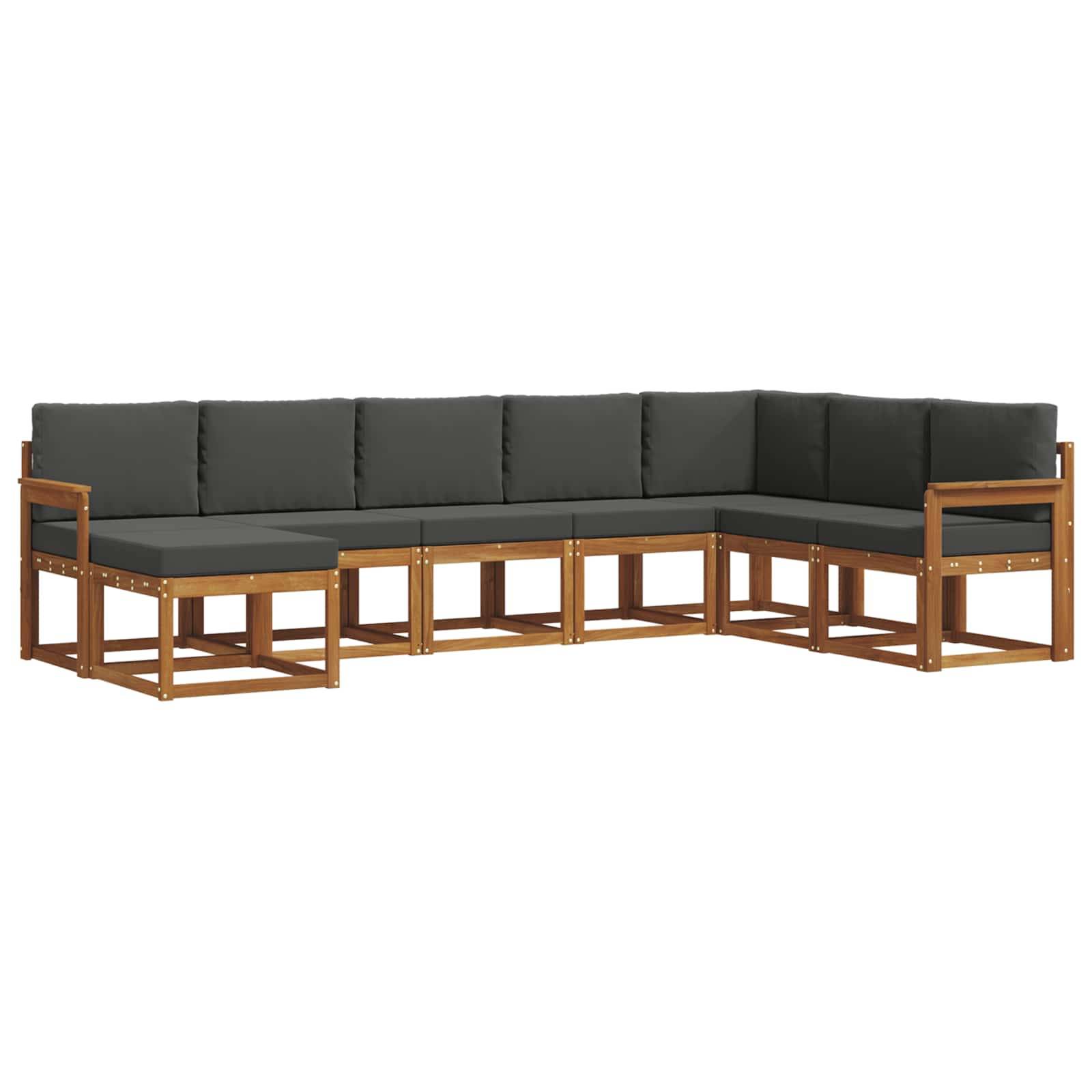 vidaXL Outdoor-Sofagarnitur mit Kissen 8 pcs Natur und Anthrazit