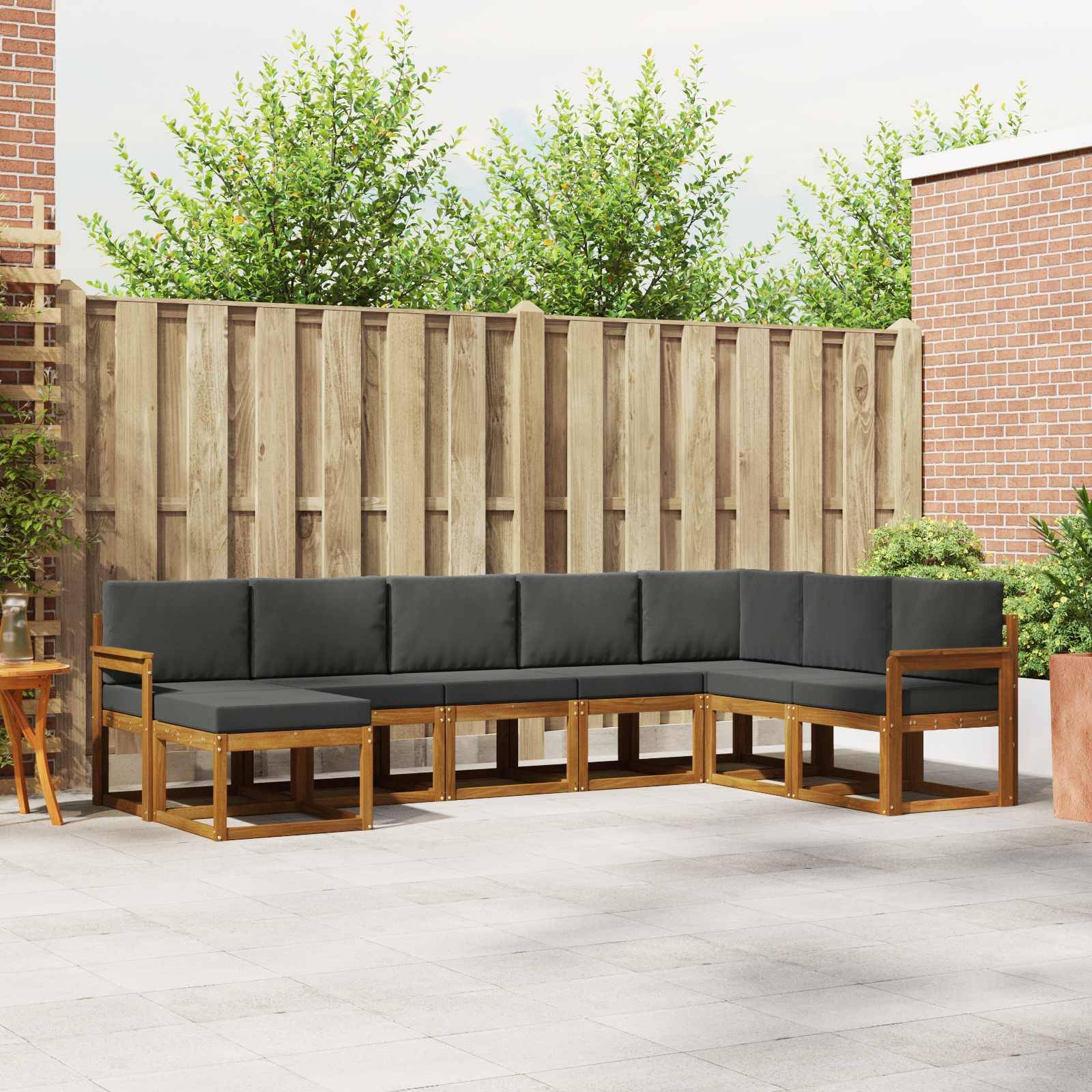 vidaXL Outdoor-Sofagarnitur mit Kissen 8 pcs Natur und Anthrazit